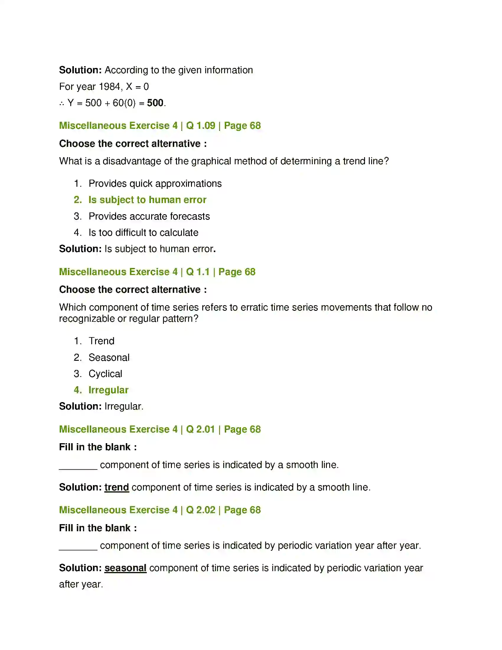 Maharashtra Board Class 12th Mathematics & Statistics-2 (Commerce) Time Series Solution 13