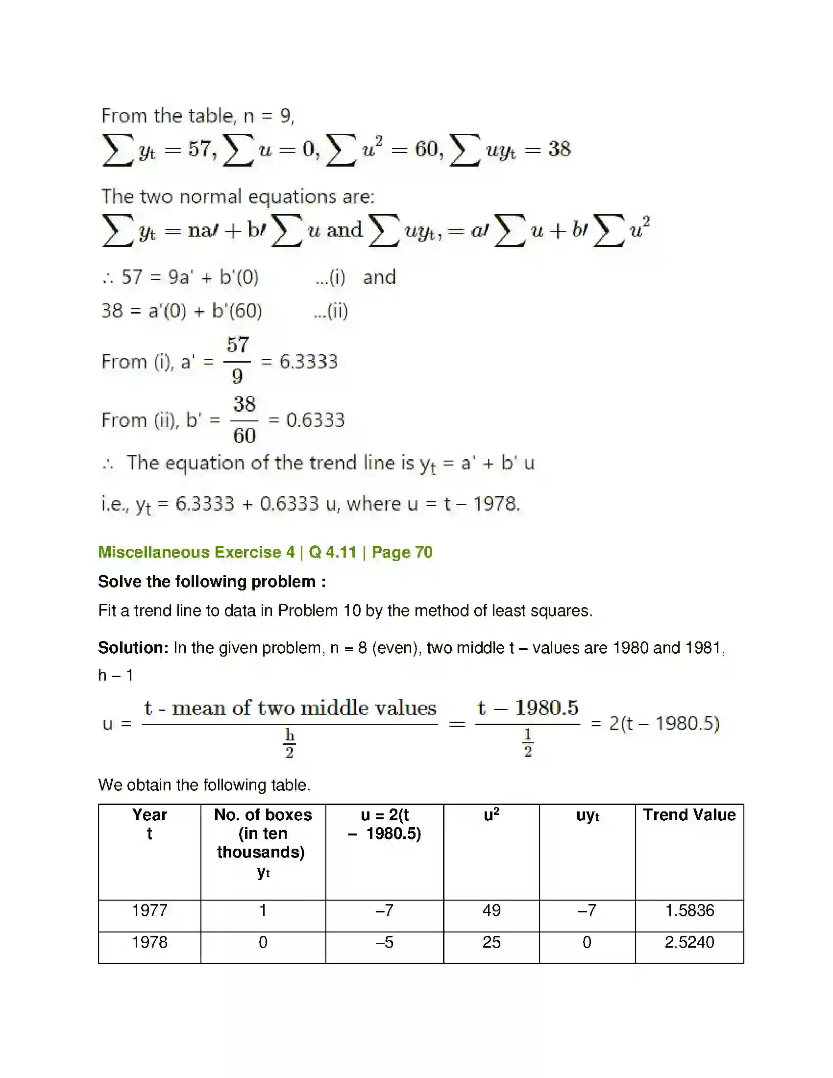 Maharashtra Board Class 12th Mathematics & Statistics-2 (Commerce) Time Series Solution 26