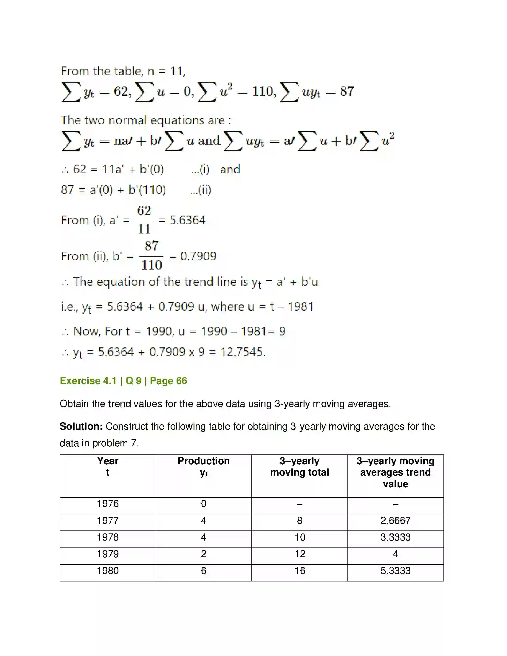 Maharashtra Board Class 12th Mathematics & Statistics-2 (Commerce) Time Series Solution 8