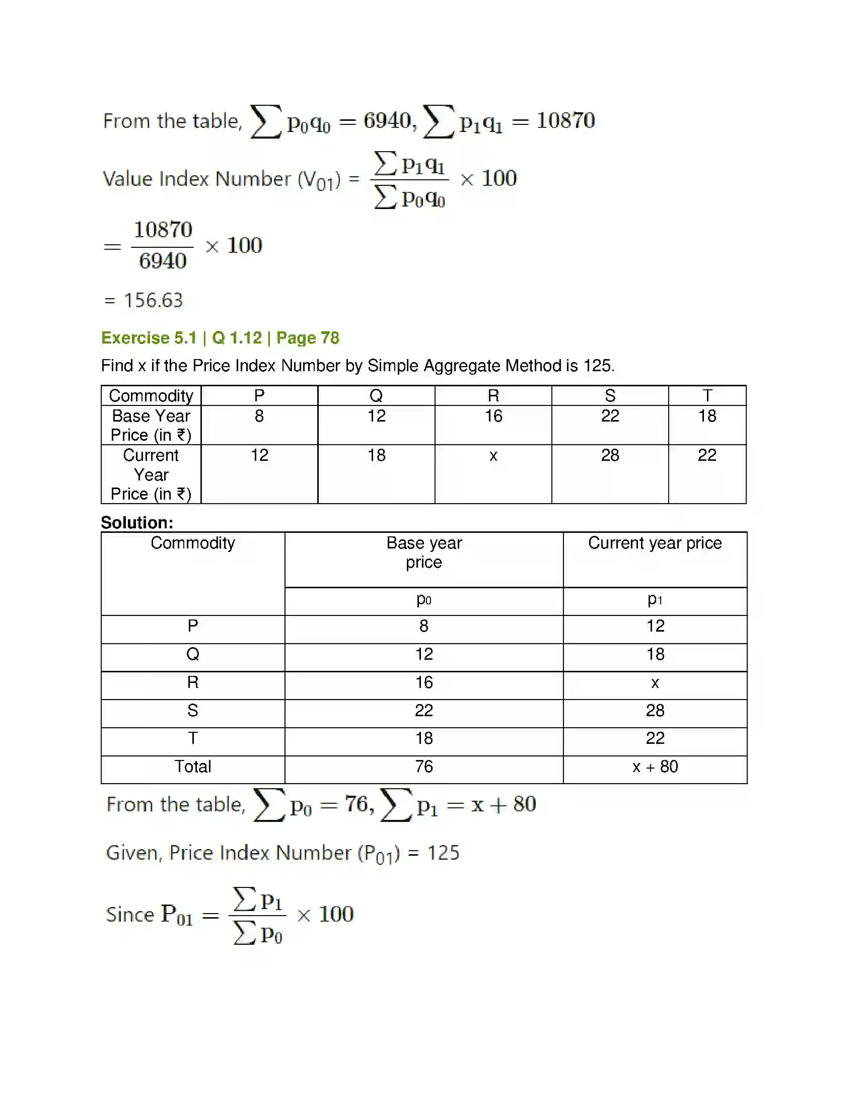 Maharashtra Board Class 12th Mathematics & Statistics-2 (Commerce) Index Numbers Solution 10
