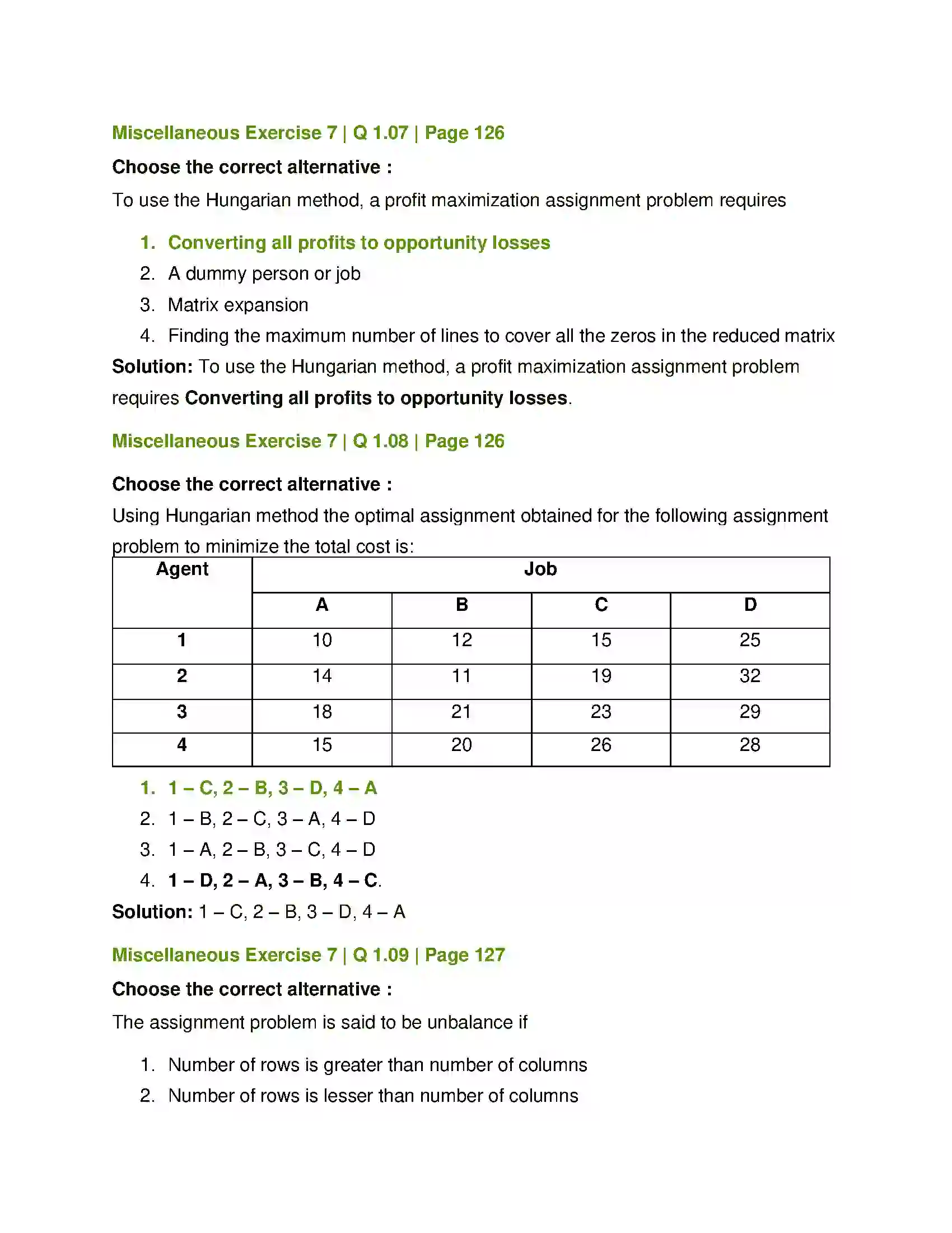 Maharashtra Board Class 12th Mathematics & Statistics-2 (Commerce) Assignment Problem and Sequencing Solution 35
