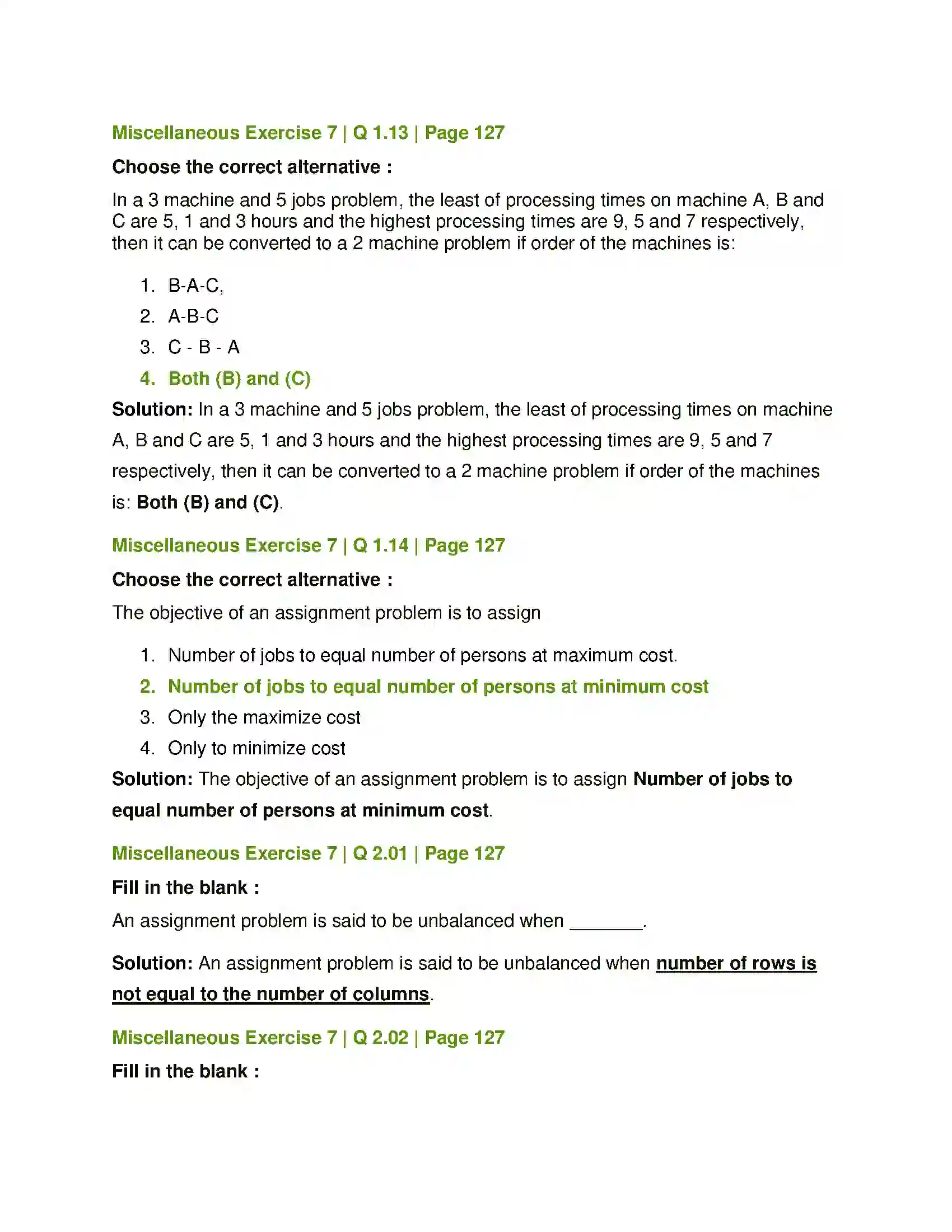 Maharashtra Board Class 12th Mathematics & Statistics-2 (Commerce) Assignment Problem and Sequencing Solution 37