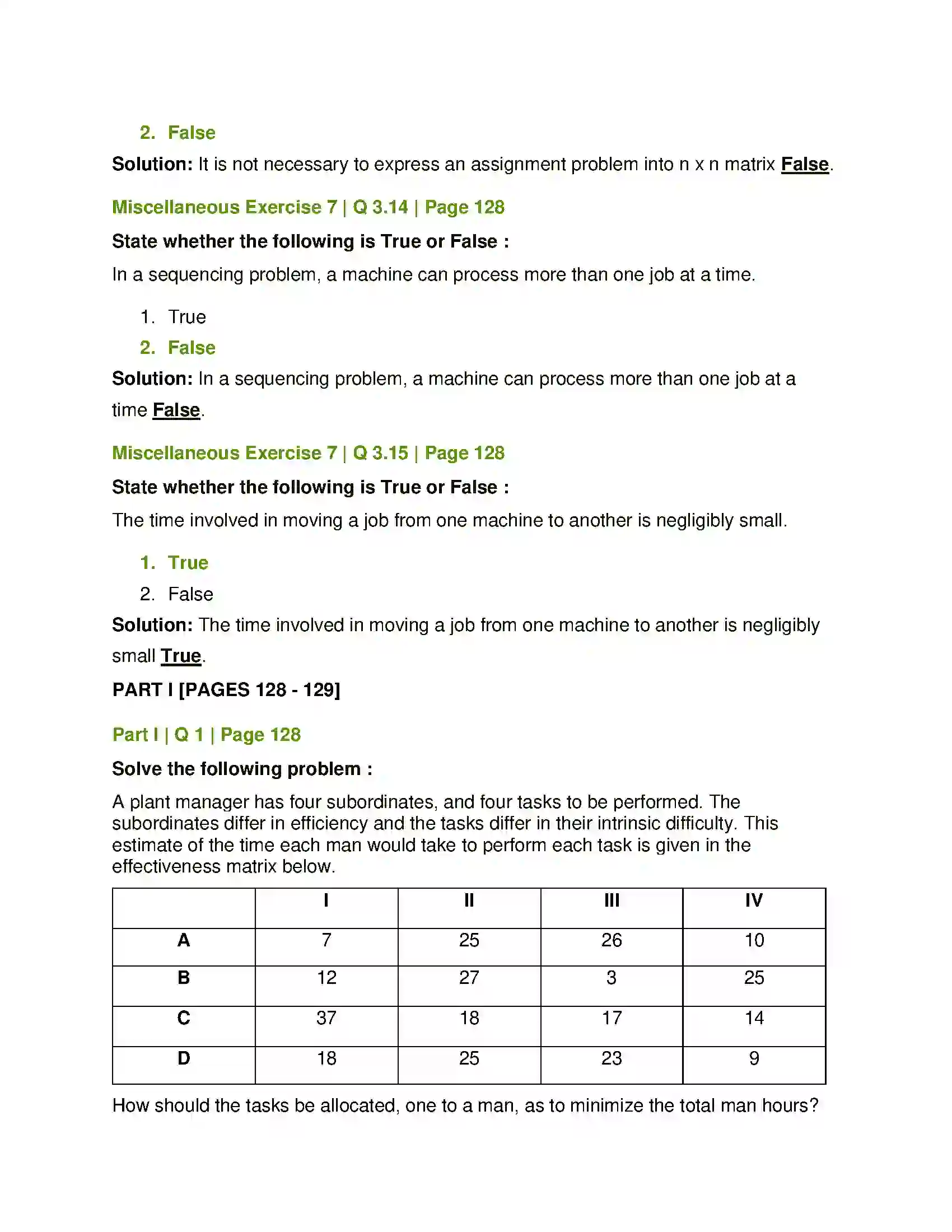 Maharashtra Board Class 12th Mathematics & Statistics-2 (Commerce) Assignment Problem and Sequencing Solution 44
