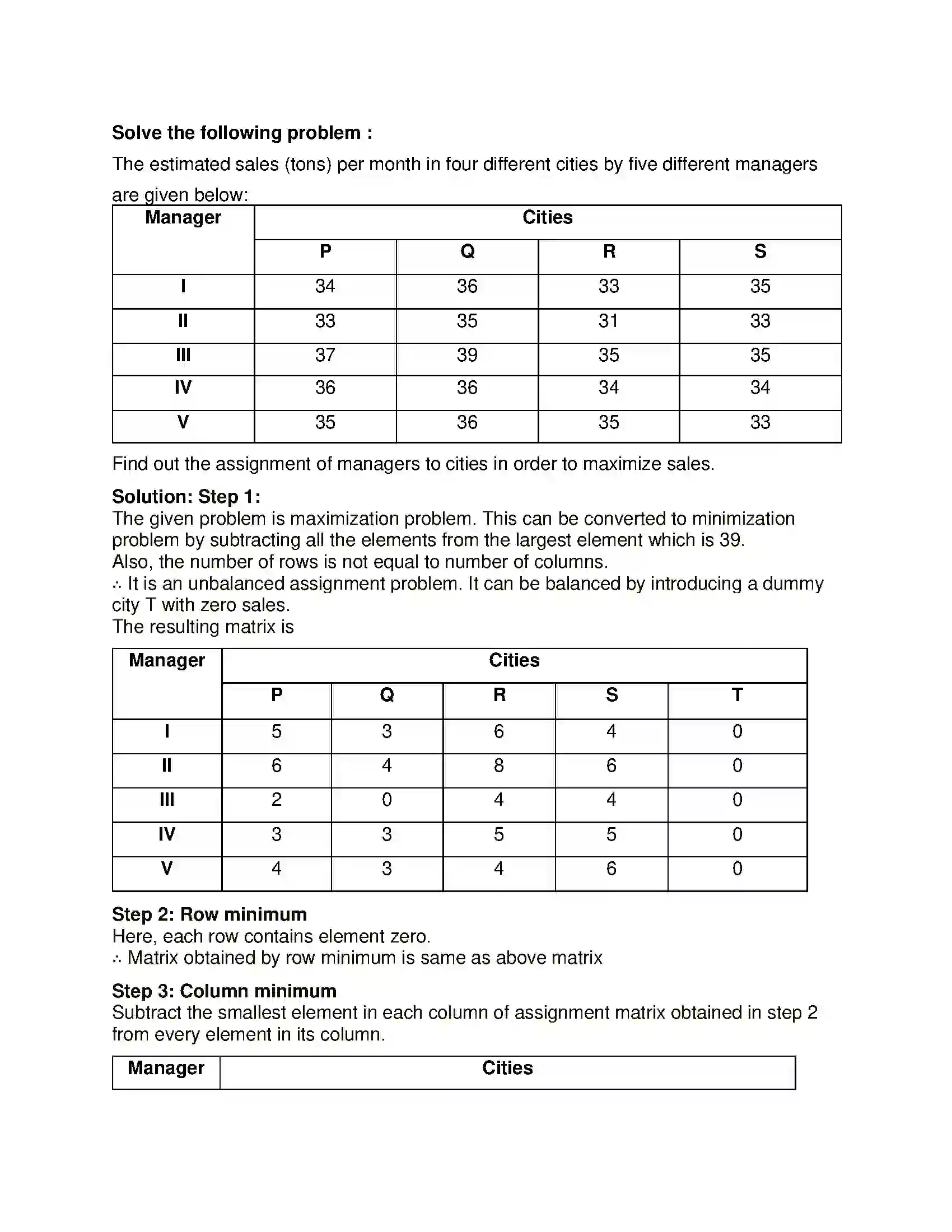 Maharashtra Board Class 12th Mathematics & Statistics-2 (Commerce) Assignment Problem and Sequencing Solution 54