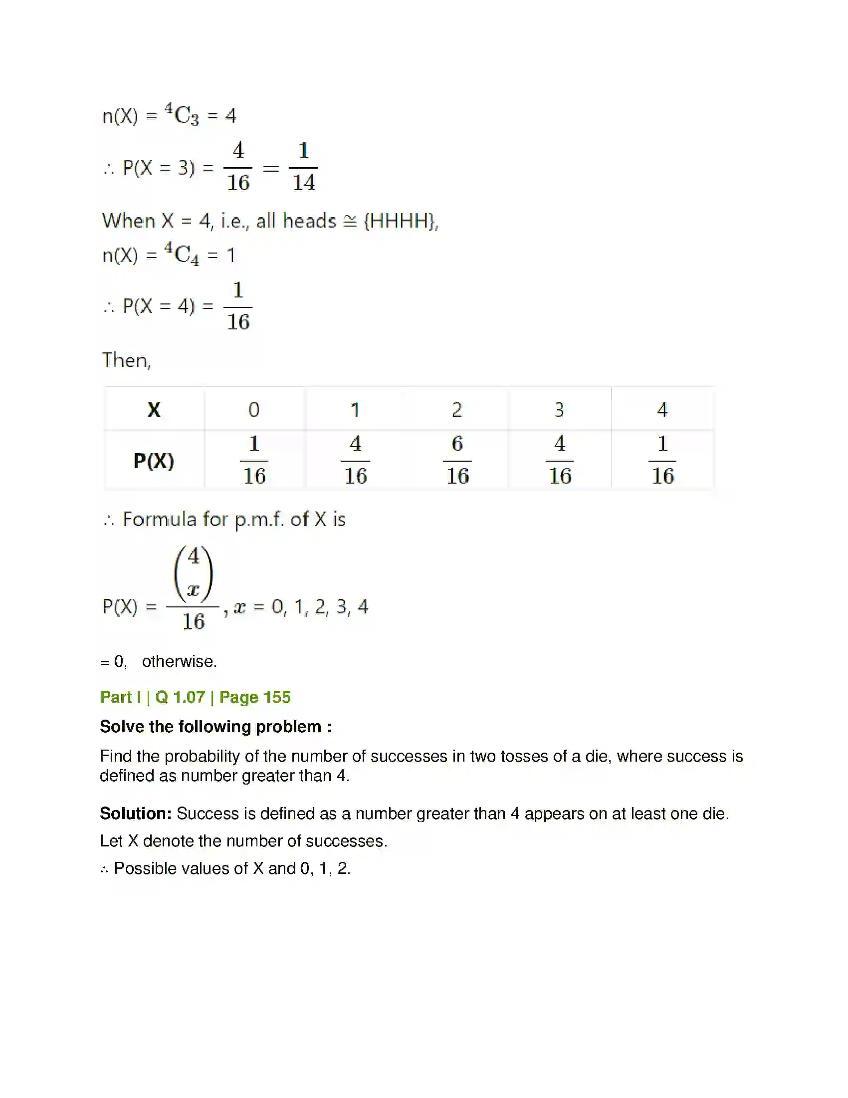 Maharashtra Board Class 12th Mathematics & Statistics-2 (Commerce) Probability Distributions Solution 101
