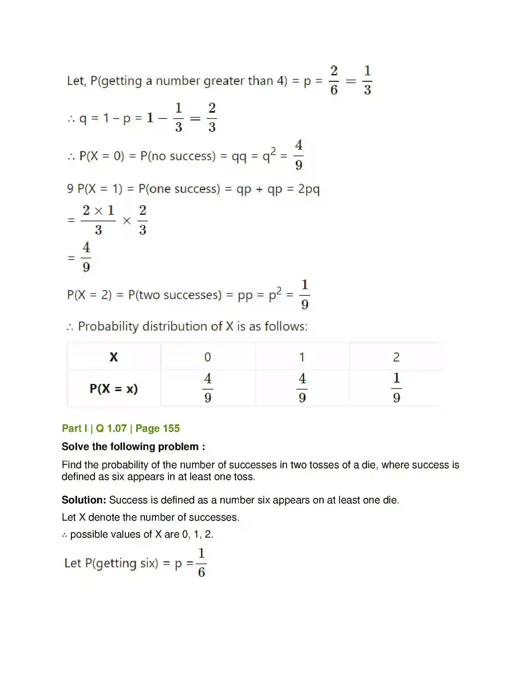 Maharashtra Board Class 12th Mathematics & Statistics-2 (Commerce) Probability Distributions Solution 102