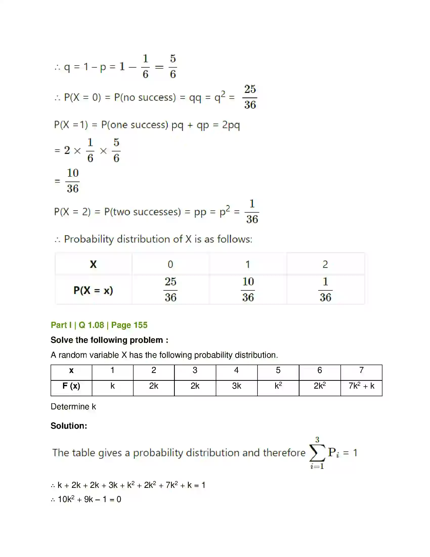 Maharashtra Board Class 12th Mathematics & Statistics-2 (Commerce) Probability Distributions Solution 103