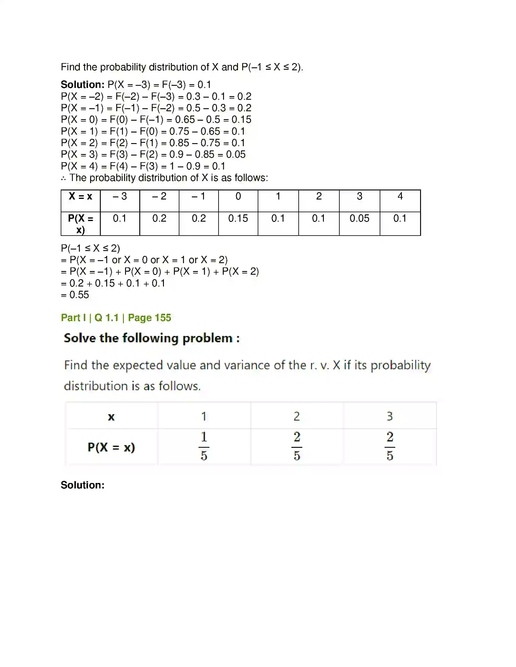 Maharashtra Board Class 12th Mathematics & Statistics-2 (Commerce) Probability Distributions Solution 106