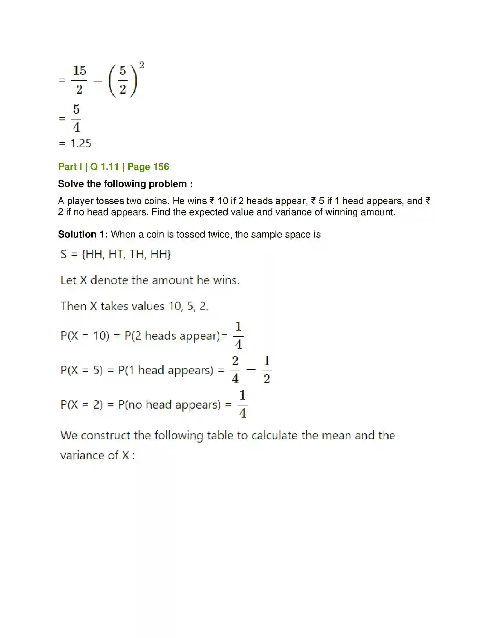 Maharashtra Board Class 12th Mathematics & Statistics-2 (Commerce) Probability Distributions Solution 112