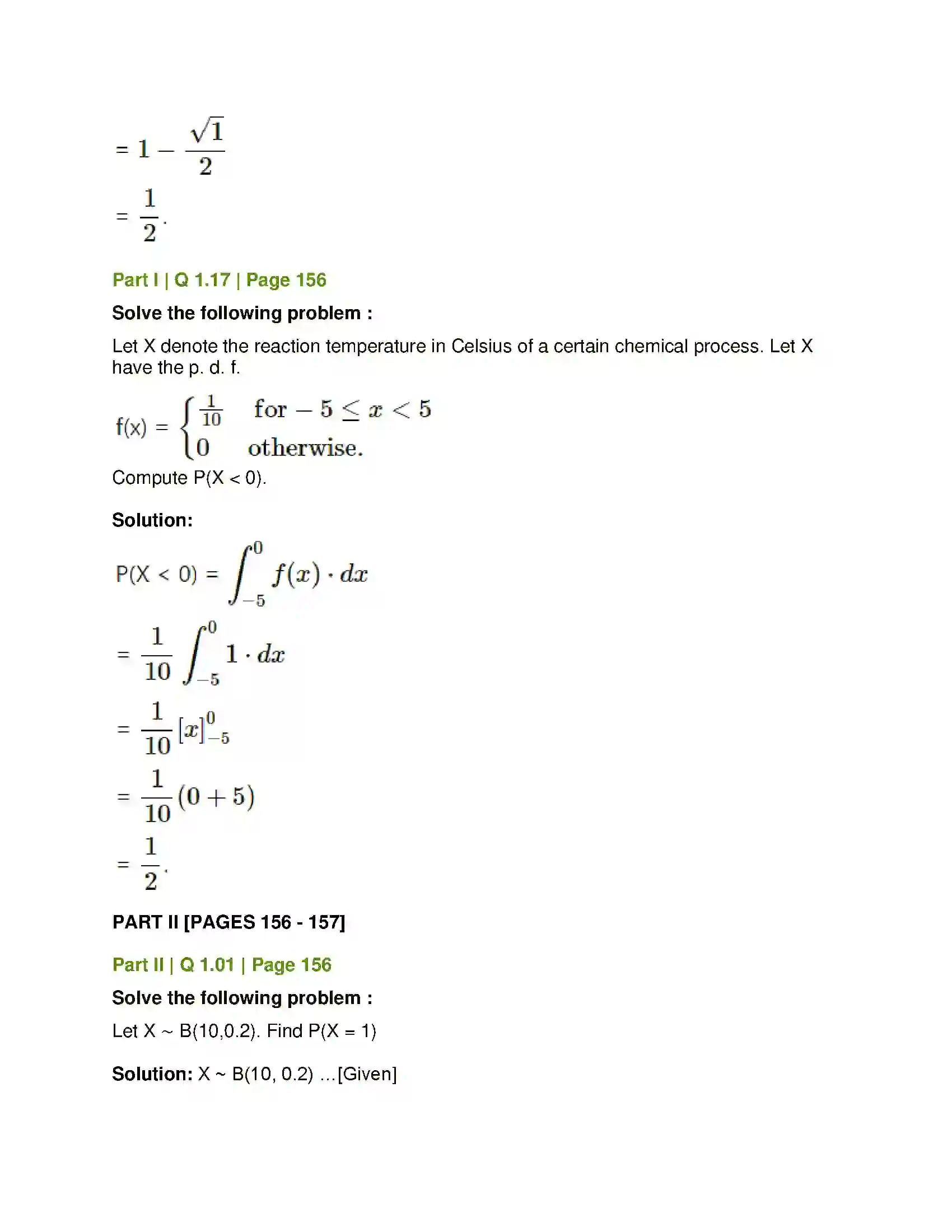 Maharashtra Board Class 12th Mathematics & Statistics-2 (Commerce) Probability Distributions Solution 126