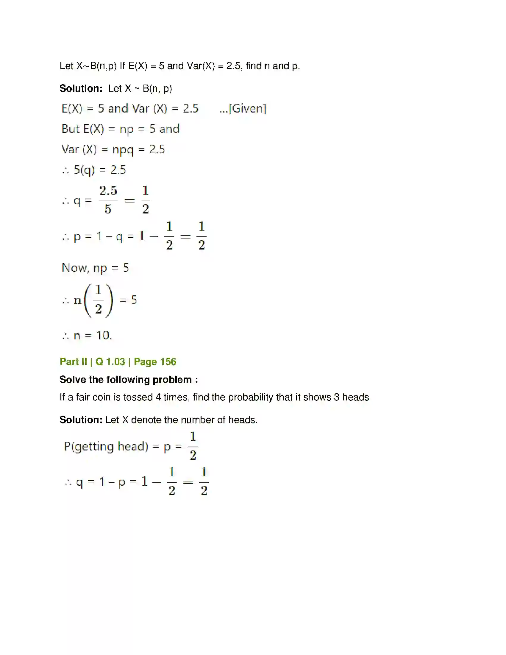 Maharashtra Board Class 12th Mathematics & Statistics-2 (Commerce) Probability Distributions Solution 129