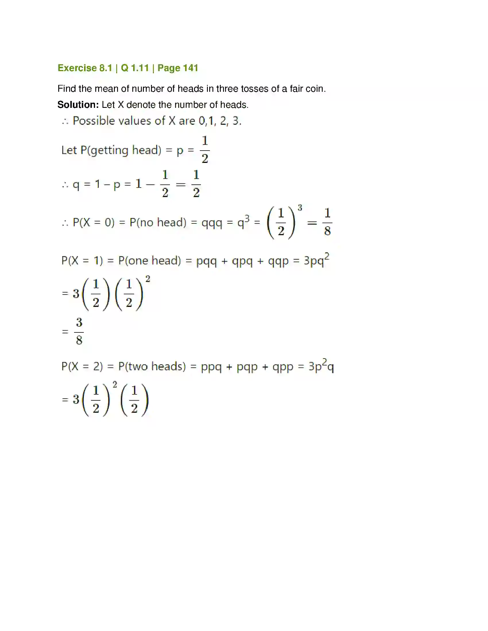 Maharashtra Board Class 12th Mathematics & Statistics-2 (Commerce) Probability Distributions Solution 13