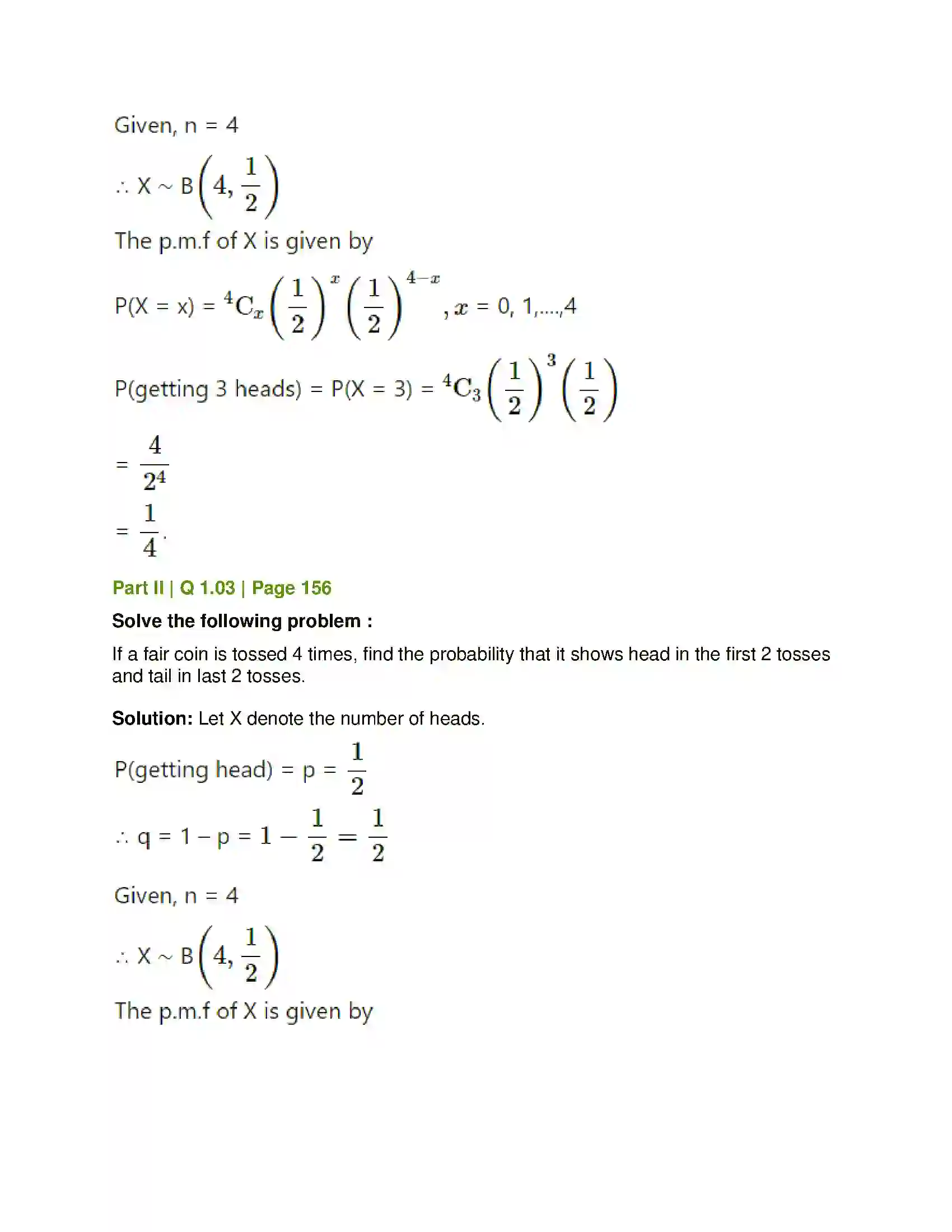 Maharashtra Board Class 12th Mathematics & Statistics-2 (Commerce) Probability Distributions Solution 130