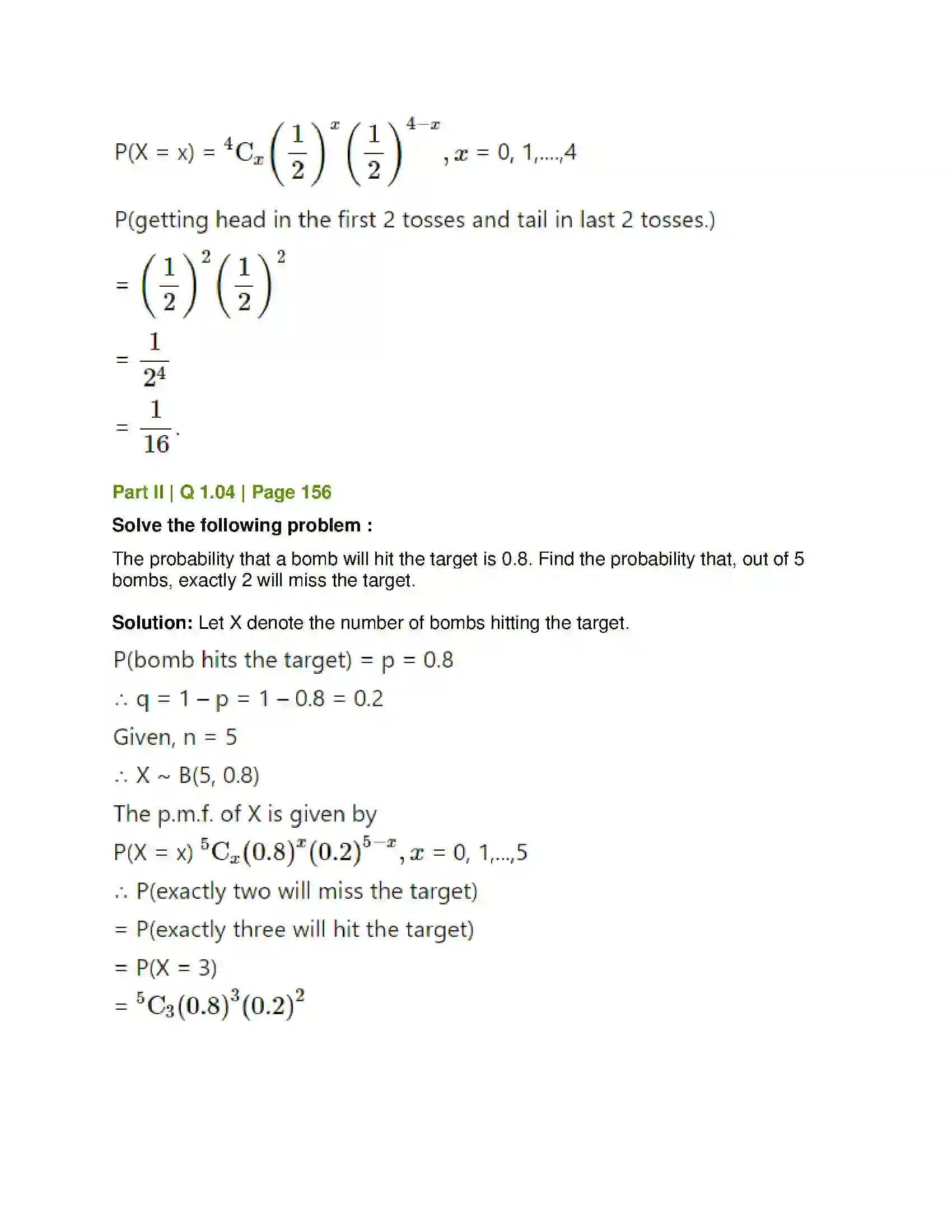 Maharashtra Board Class 12th Mathematics & Statistics-2 (Commerce) Probability Distributions Solution 131