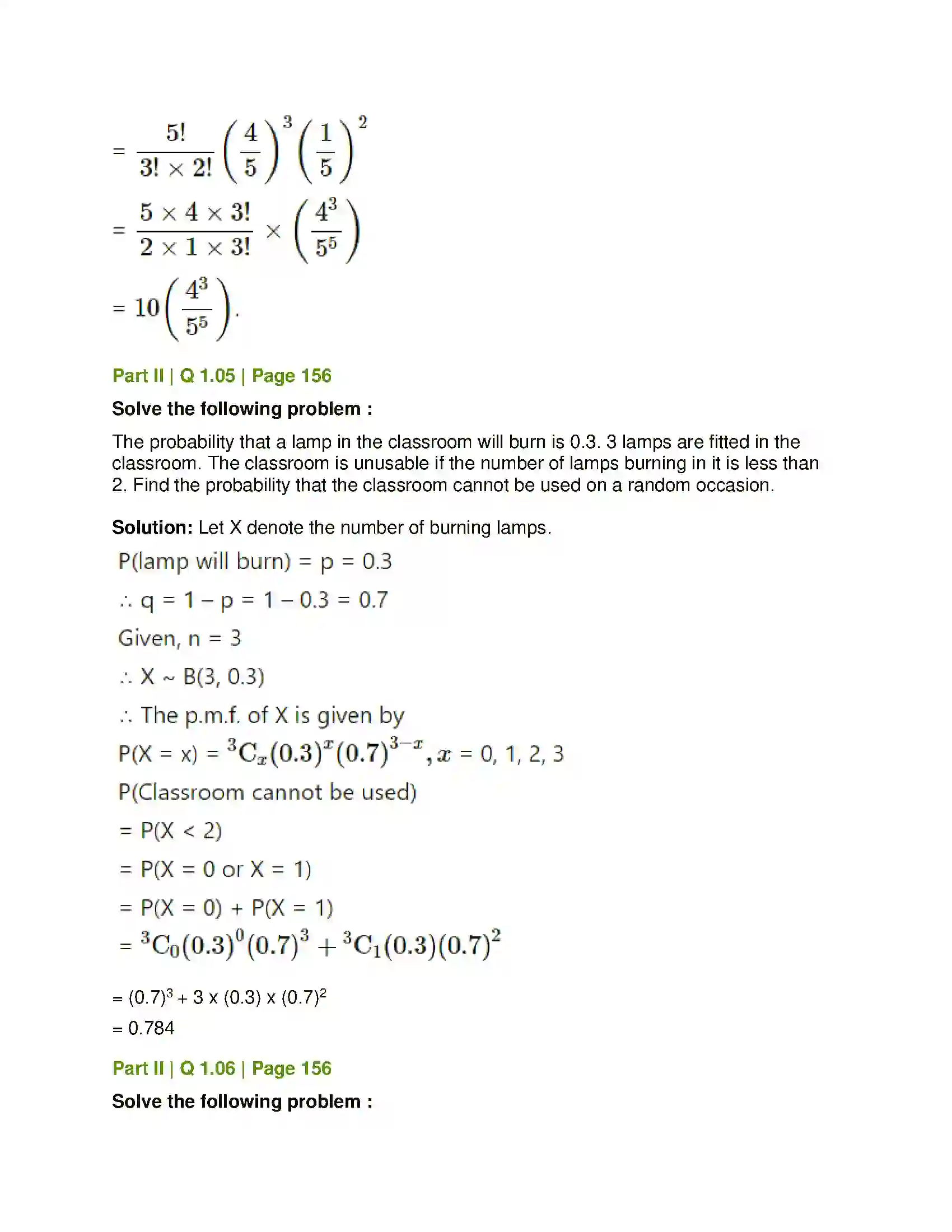 Maharashtra Board Class 12th Mathematics & Statistics-2 (Commerce) Probability Distributions Solution 132