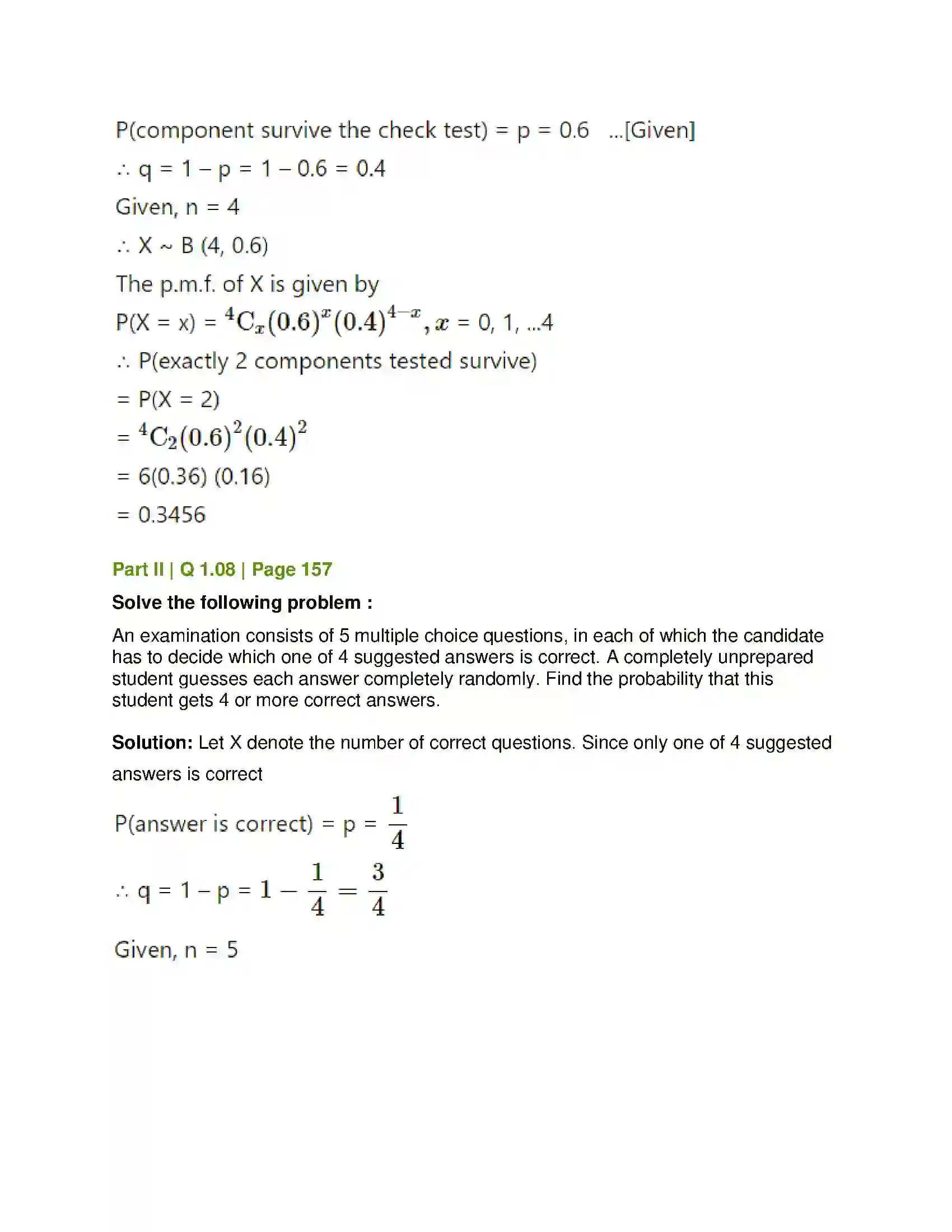 Maharashtra Board Class 12th Mathematics & Statistics-2 (Commerce) Probability Distributions Solution 134