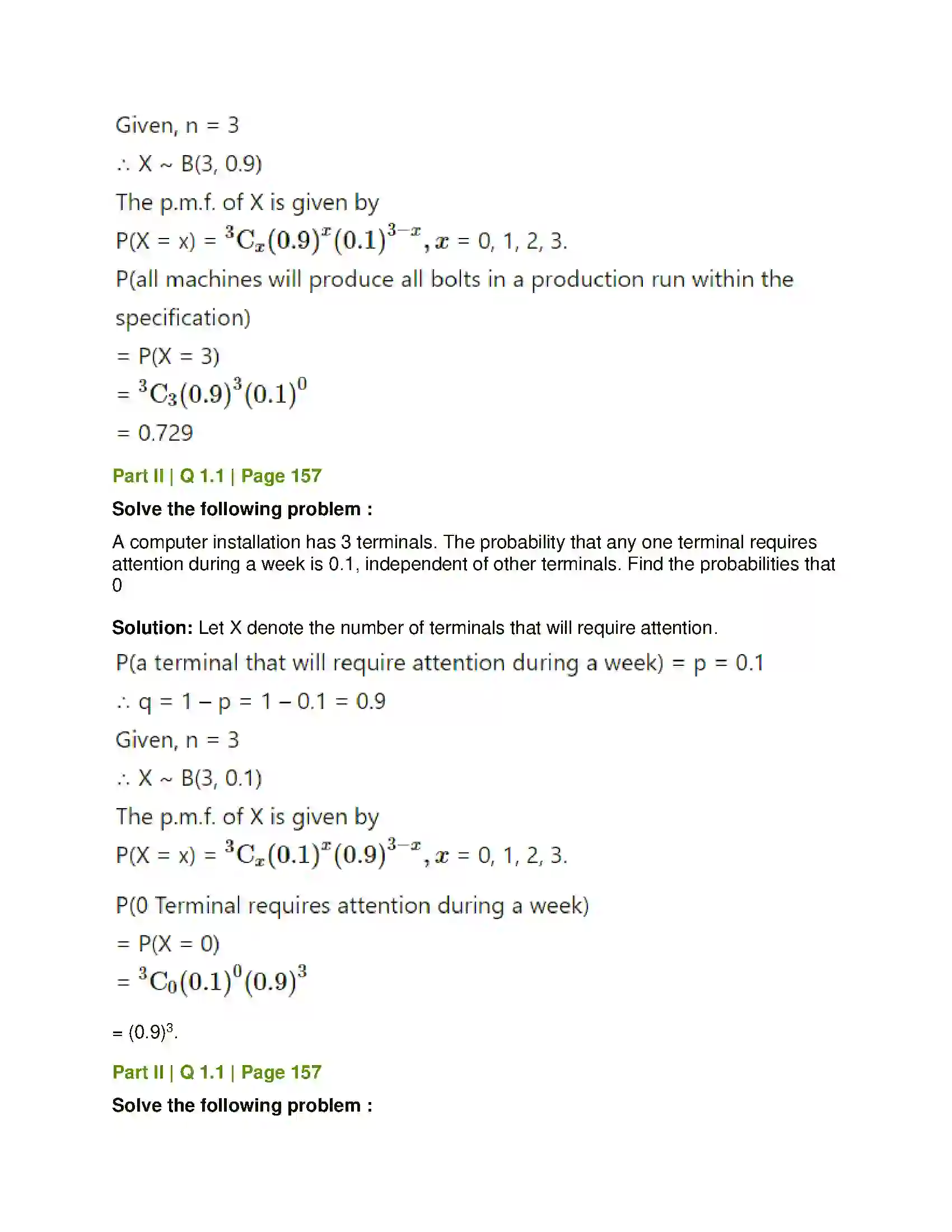Maharashtra Board Class 12th Mathematics & Statistics-2 (Commerce) Probability Distributions Solution 136