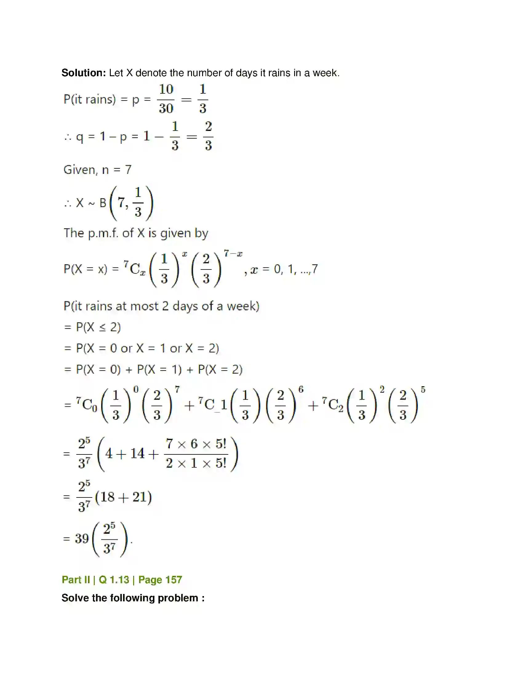 Maharashtra Board Class 12th Mathematics & Statistics-2 (Commerce) Probability Distributions Solution 141