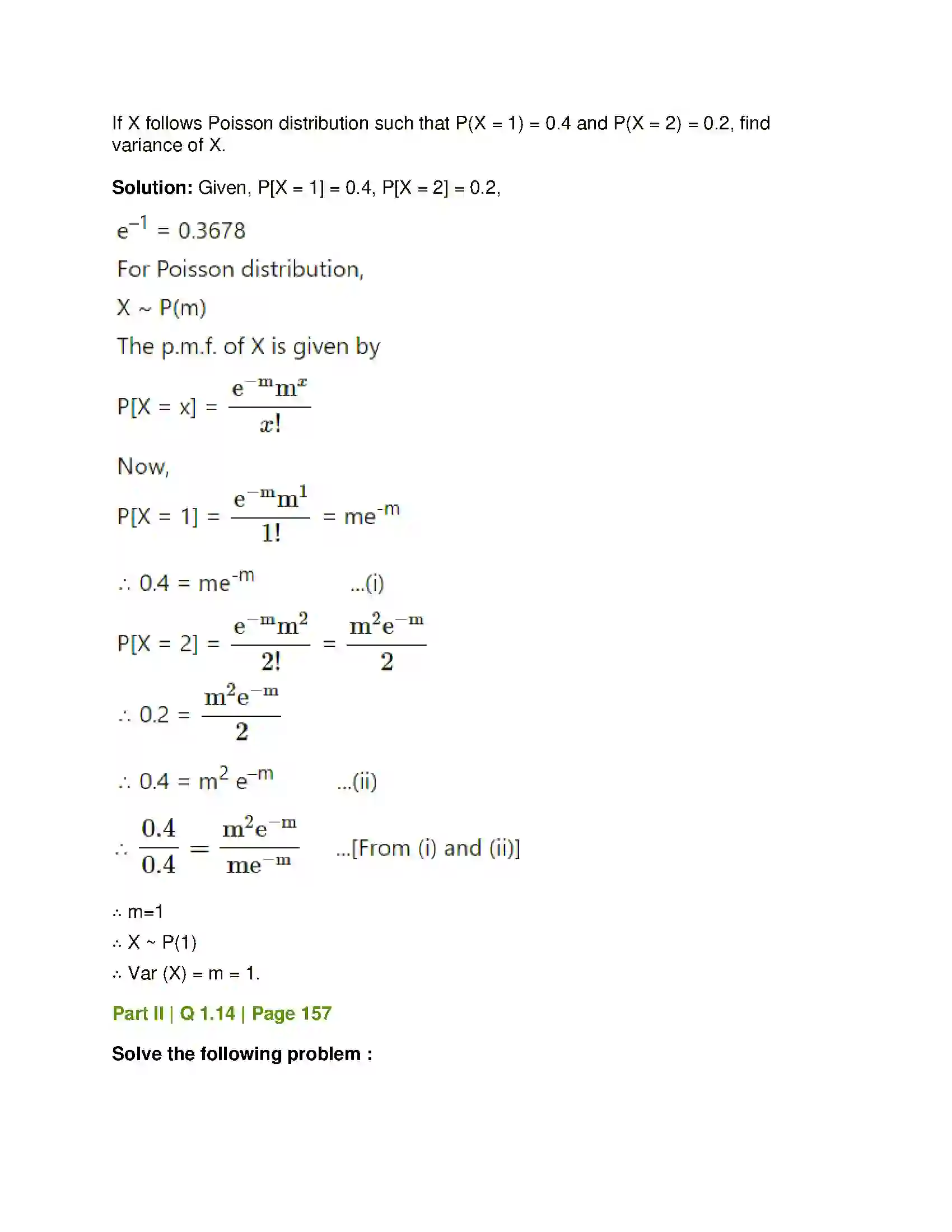 Maharashtra Board Class 12th Mathematics & Statistics-2 (Commerce) Probability Distributions Solution 142