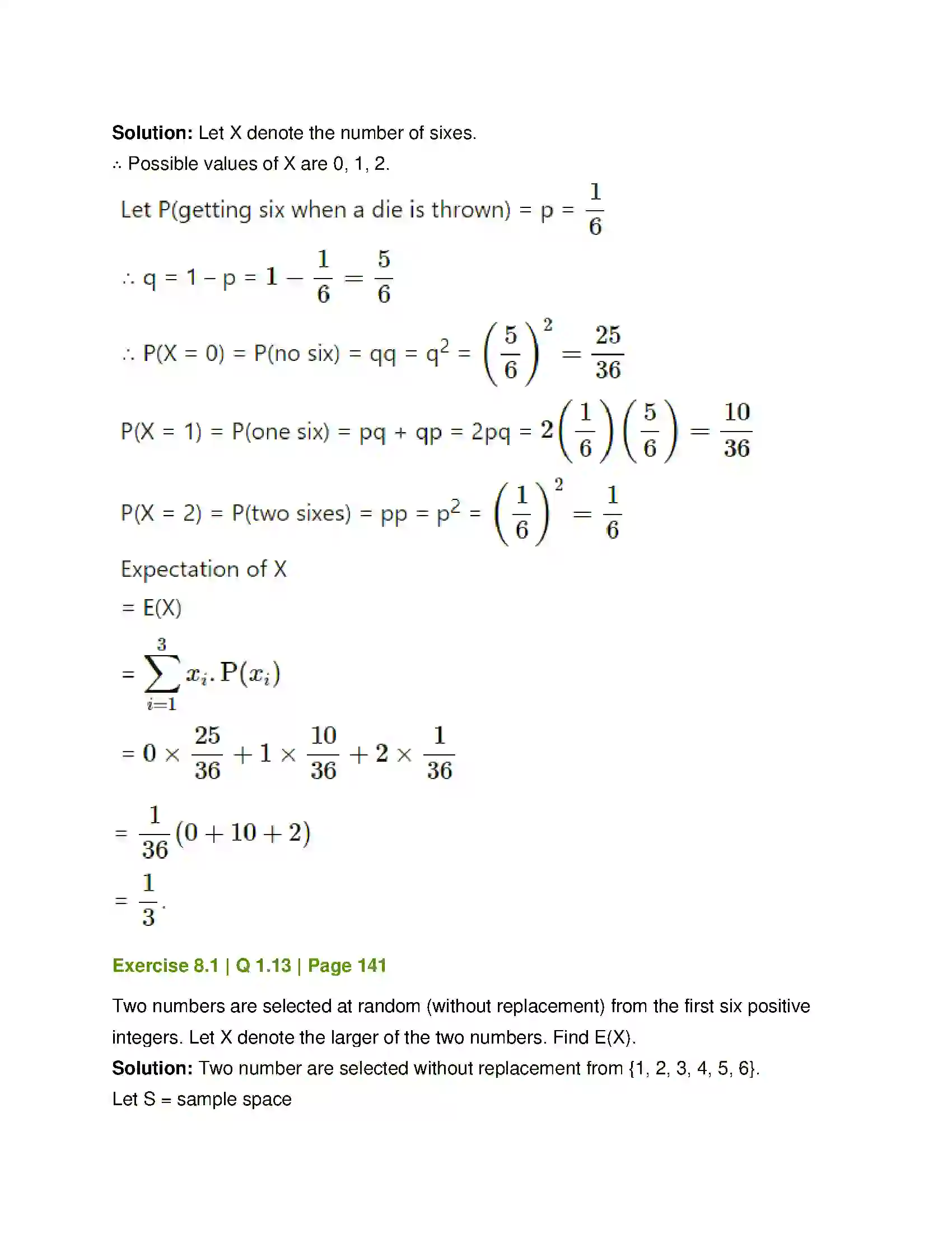 Maharashtra Board Class 12th Mathematics & Statistics-2 (Commerce) Probability Distributions Solution 15