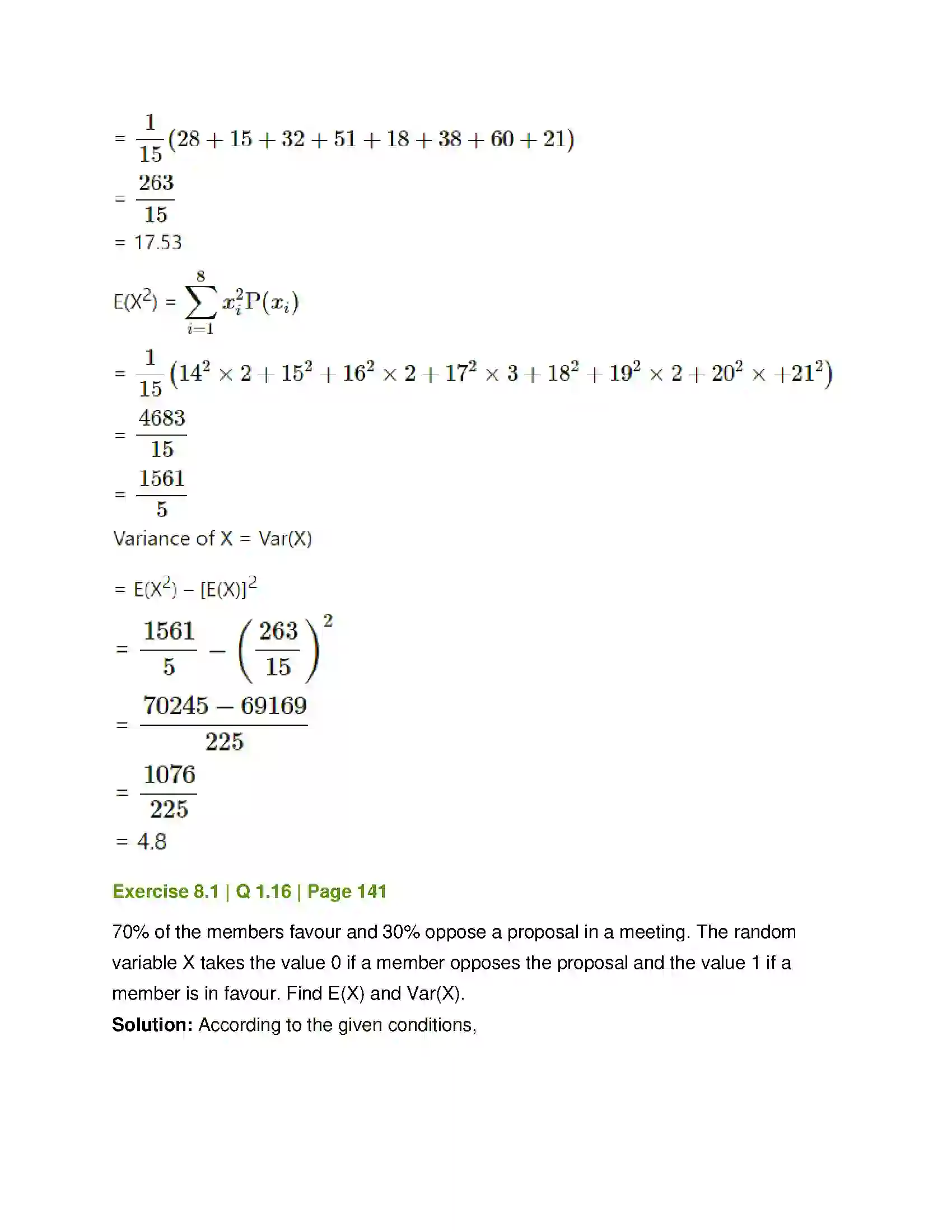 Maharashtra Board Class 12th Mathematics & Statistics-2 (Commerce) Probability Distributions Solution 19