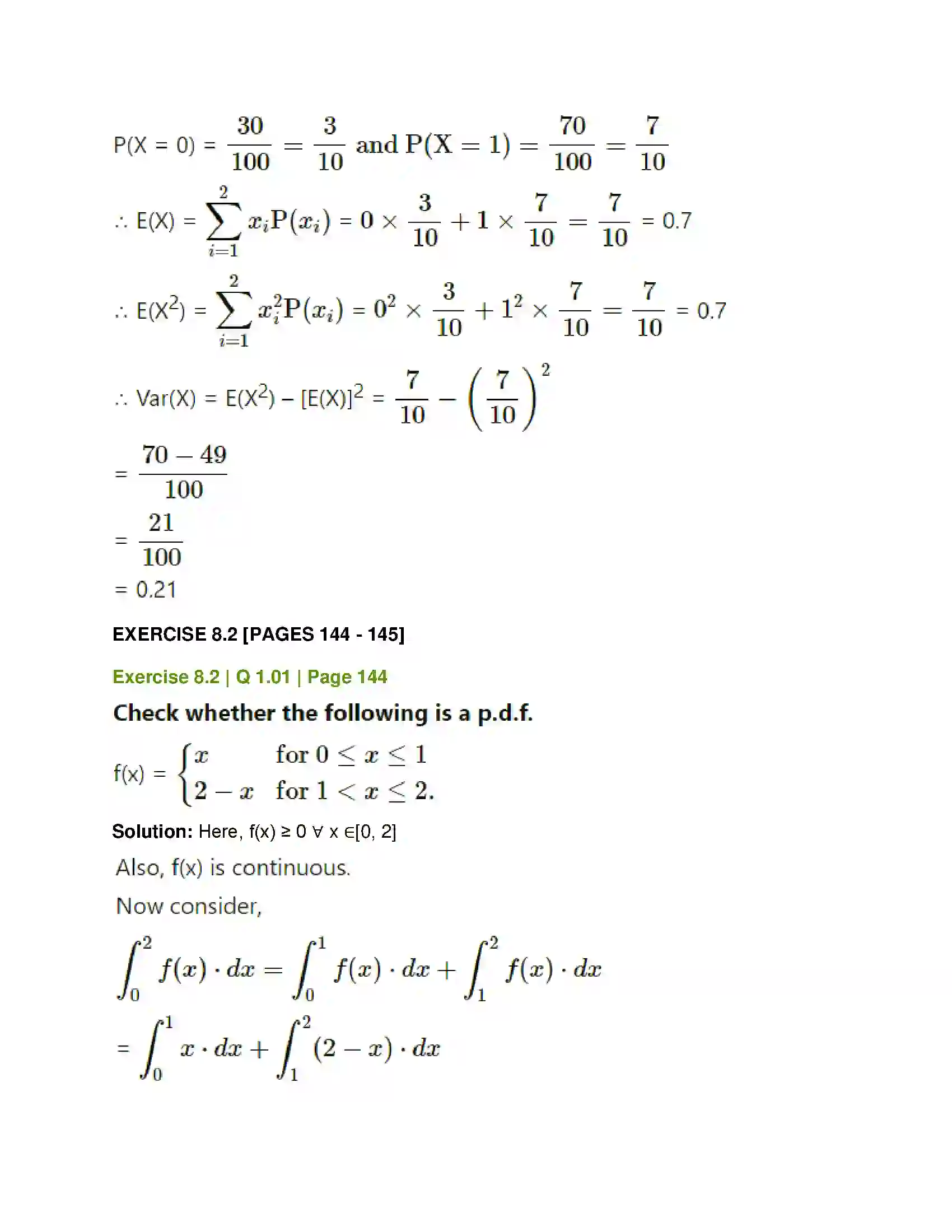 Maharashtra Board Class 12th Mathematics & Statistics-2 (Commerce) Probability Distributions Solution 20