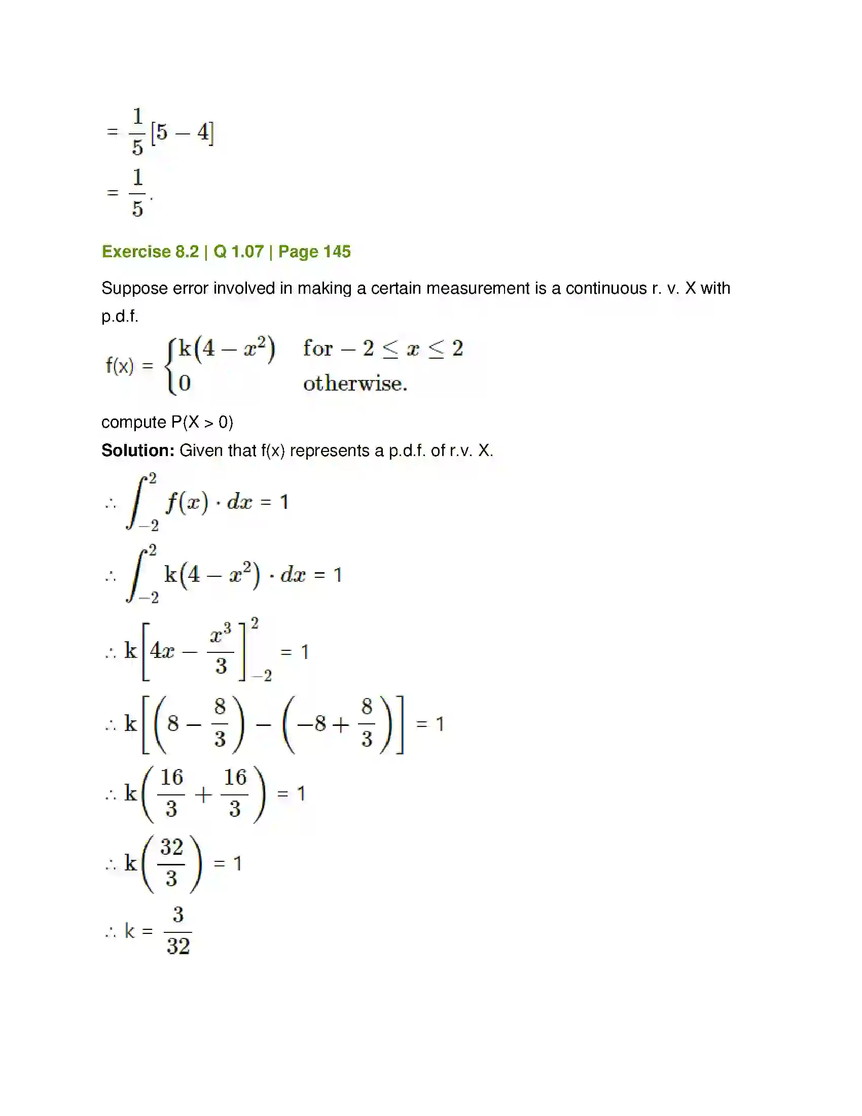 Maharashtra Board Class 12th Mathematics & Statistics-2 (Commerce) Probability Distributions Solution 33