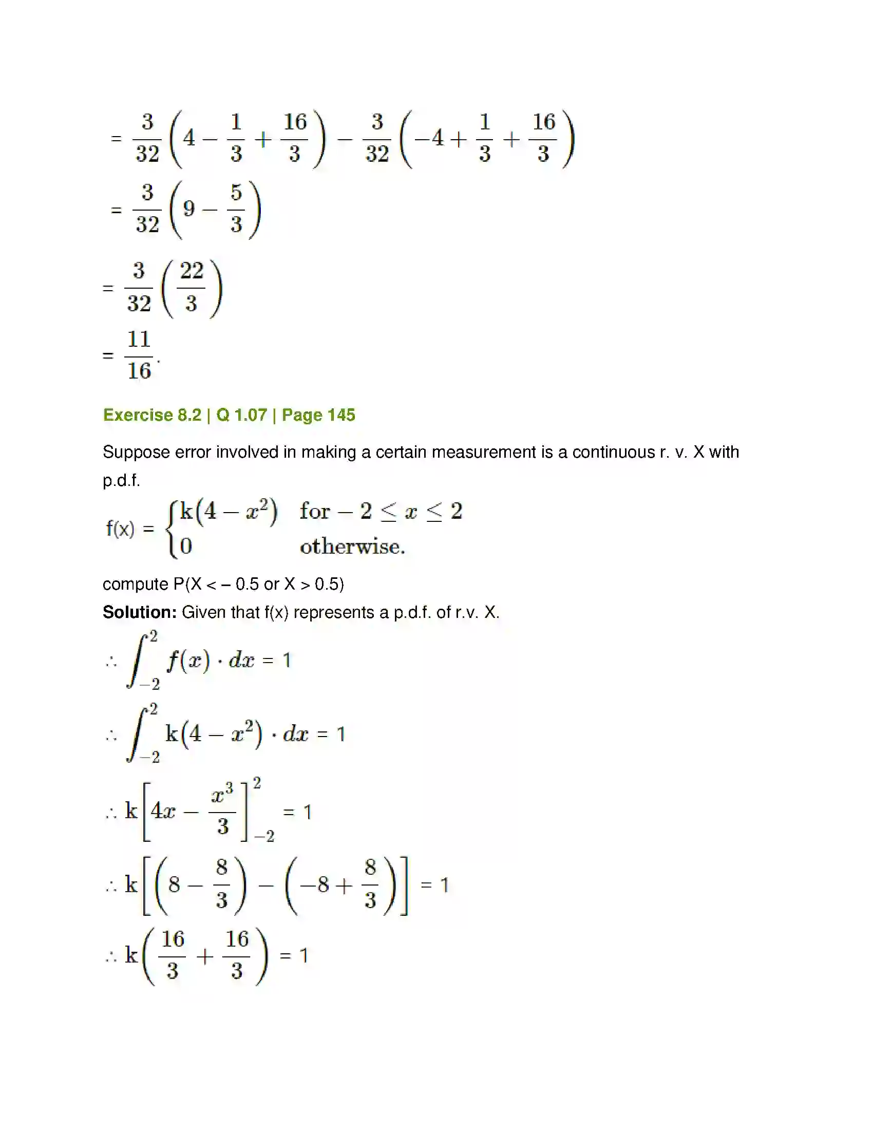 Maharashtra Board Class 12th Mathematics & Statistics-2 (Commerce) Probability Distributions Solution 36