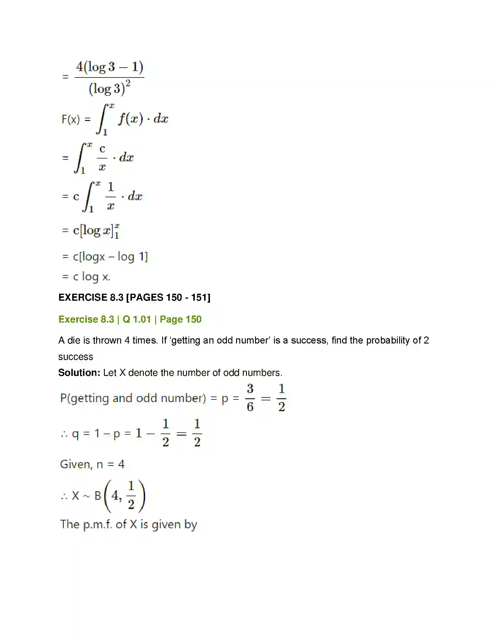 Maharashtra Board Class 12th Mathematics & Statistics-2 (Commerce) Probability Distributions Solution 45