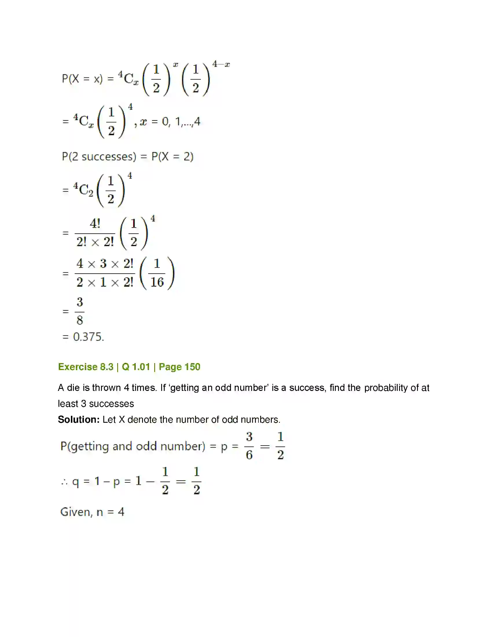 Maharashtra Board Class 12th Mathematics & Statistics-2 (Commerce) Probability Distributions Solution 46