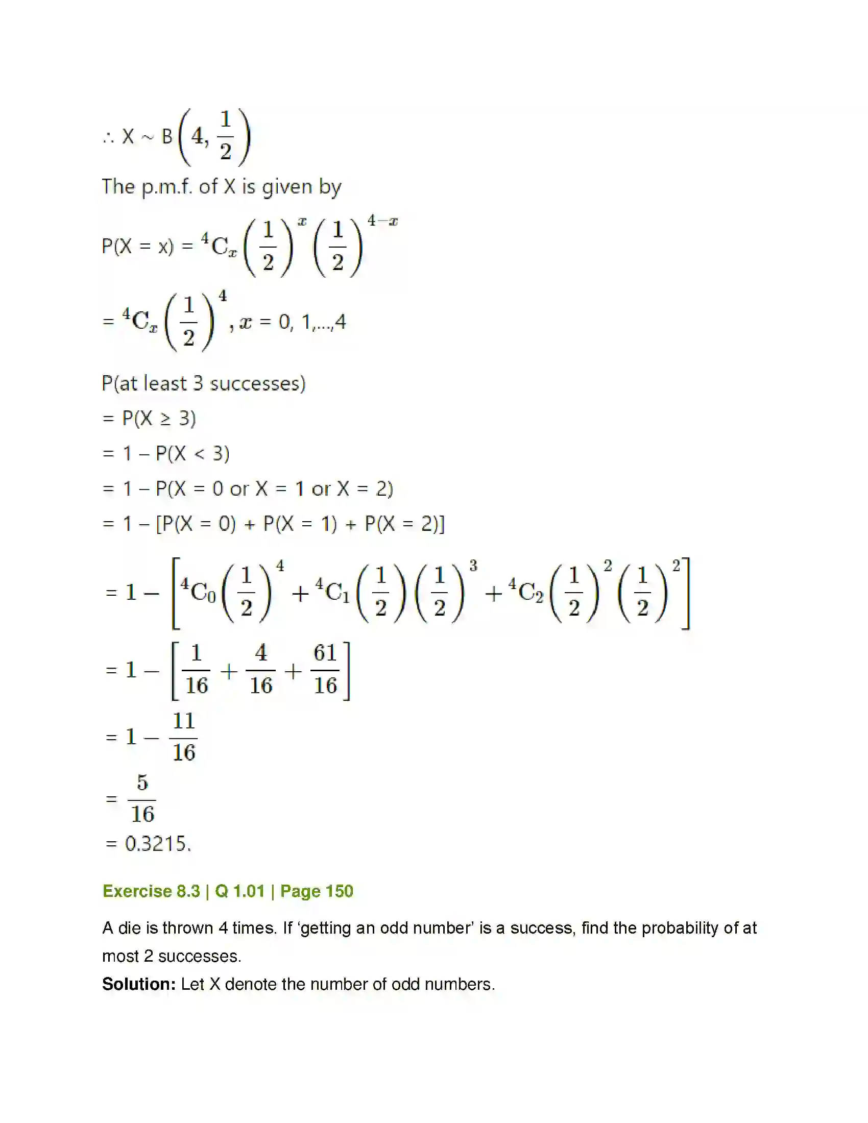 Maharashtra Board Class 12th Mathematics & Statistics-2 (Commerce) Probability Distributions Solution 47