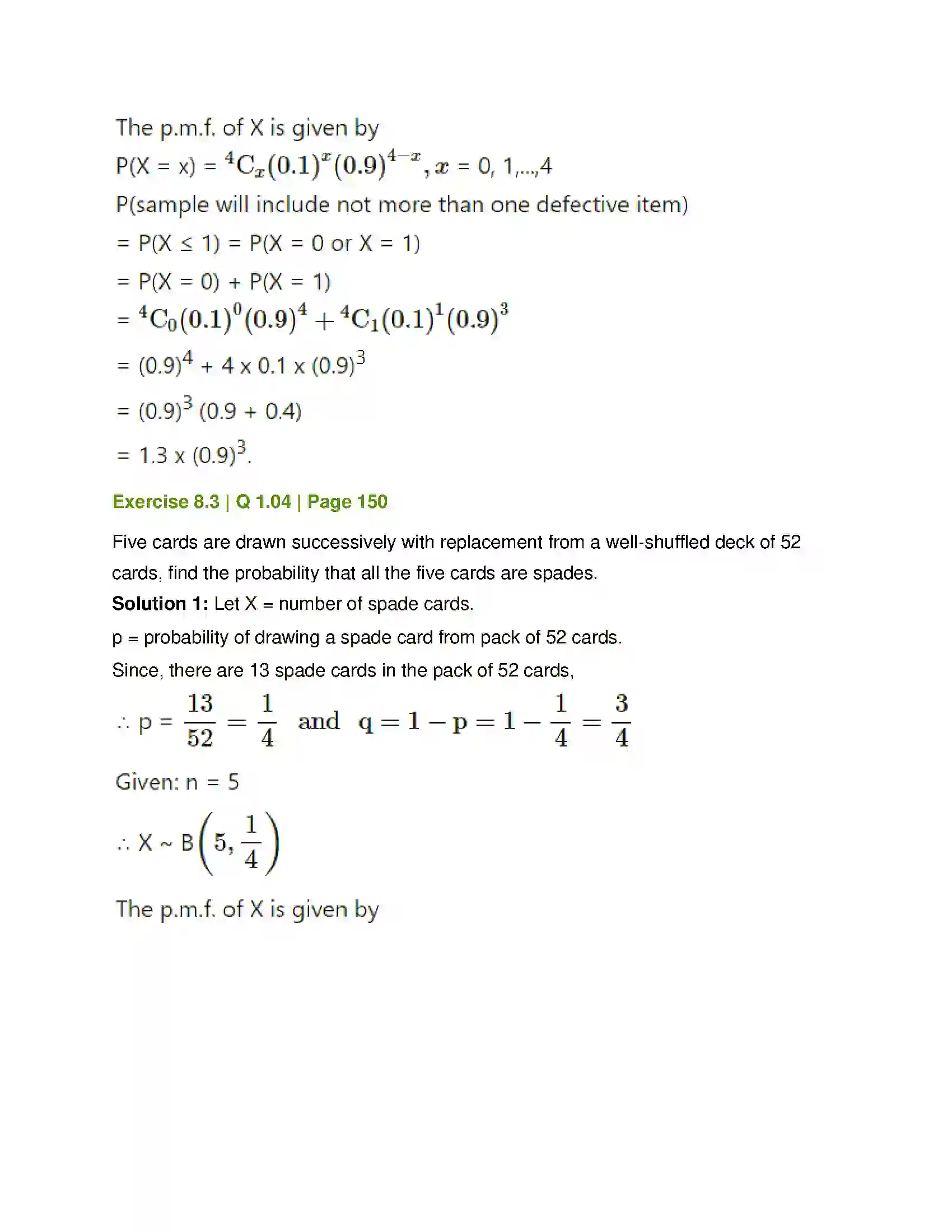 Maharashtra Board Class 12th Mathematics & Statistics-2 (Commerce) Probability Distributions Solution 50