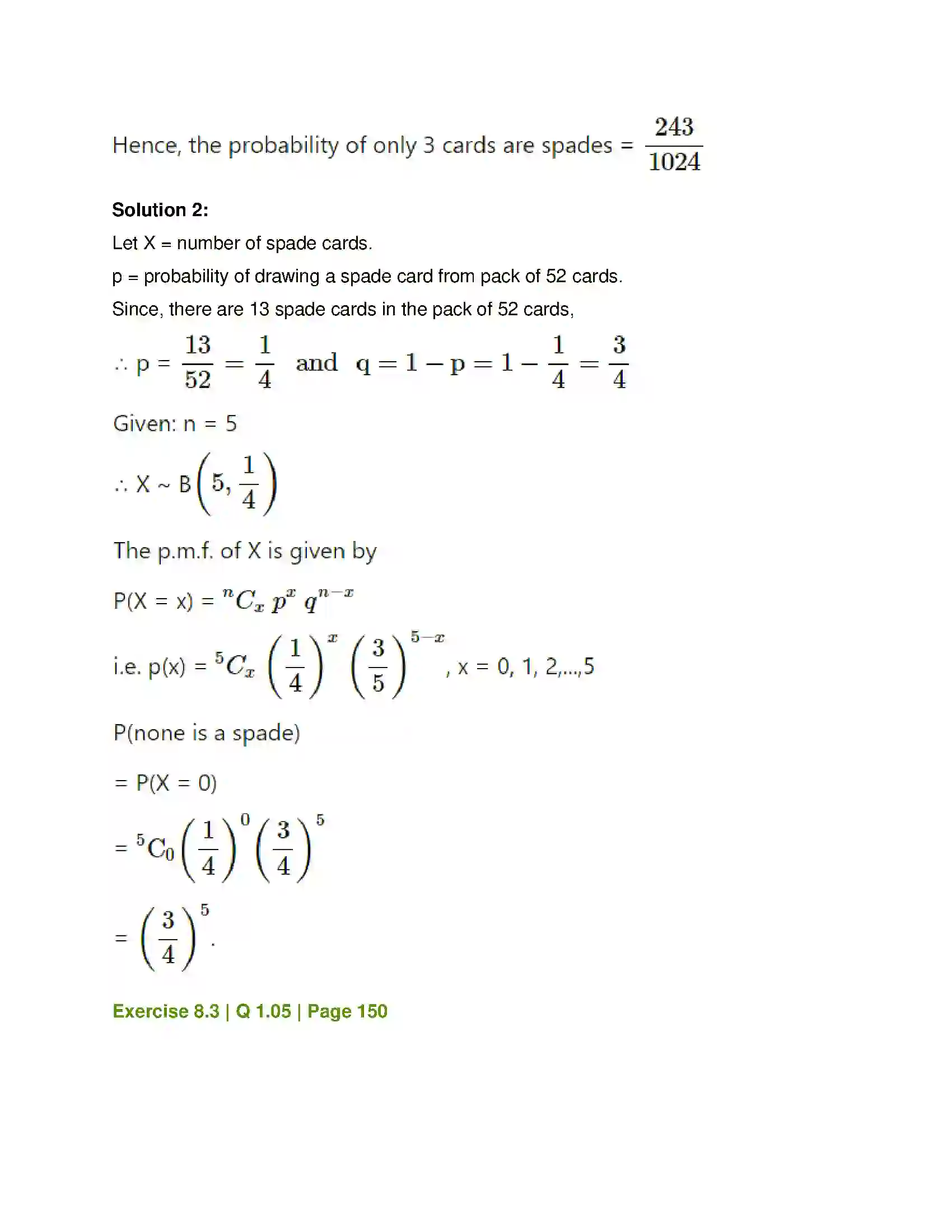Maharashtra Board Class 12th Mathematics & Statistics-2 (Commerce) Probability Distributions Solution 55