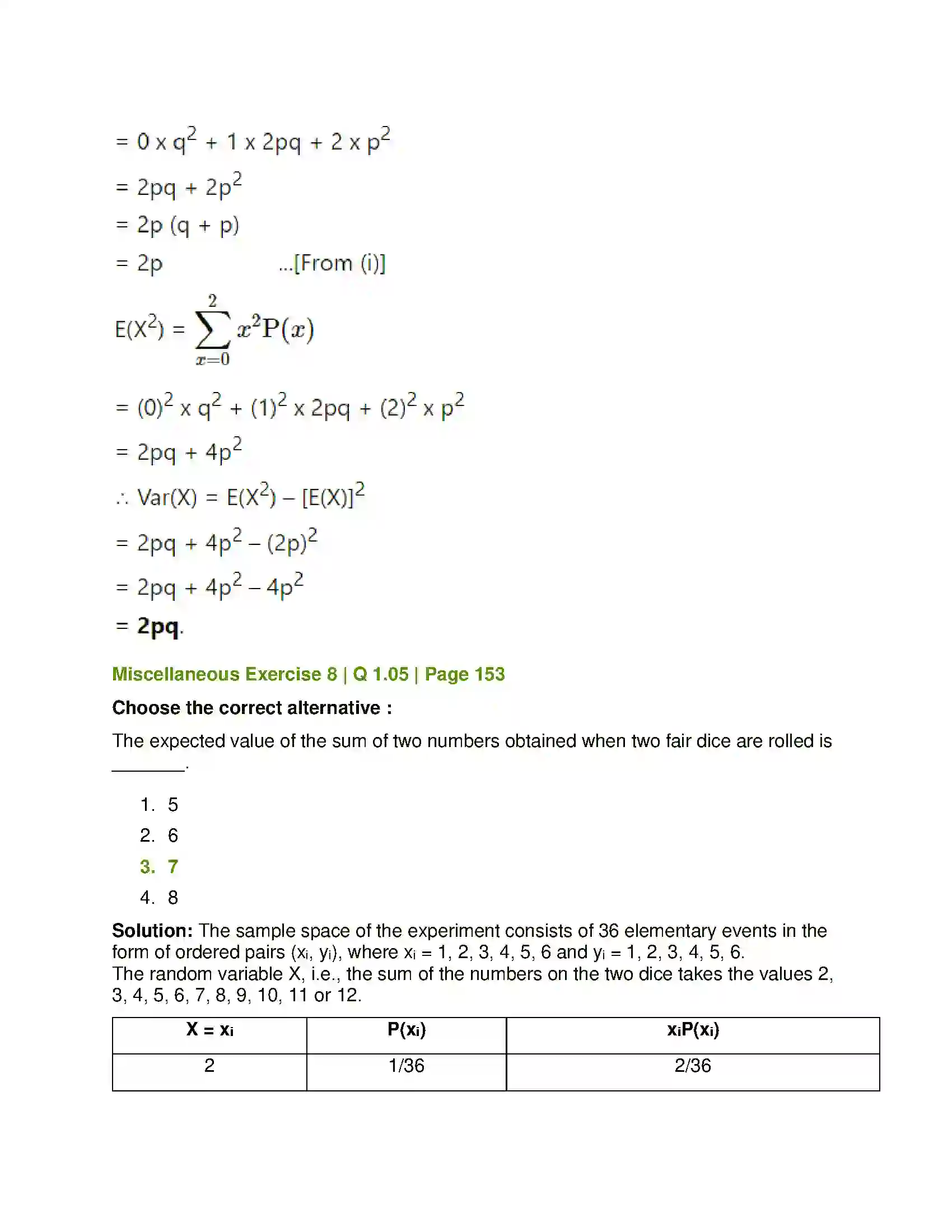 Maharashtra Board Class 12th Mathematics & Statistics-2 (Commerce) Probability Distributions Solution 75