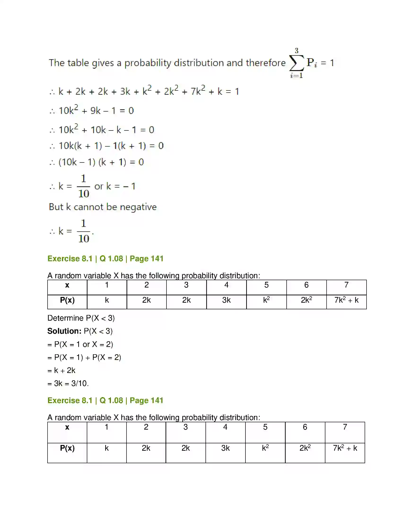 Maharashtra Board Class 12th Mathematics & Statistics-2 (Commerce) Probability Distributions Solution 9