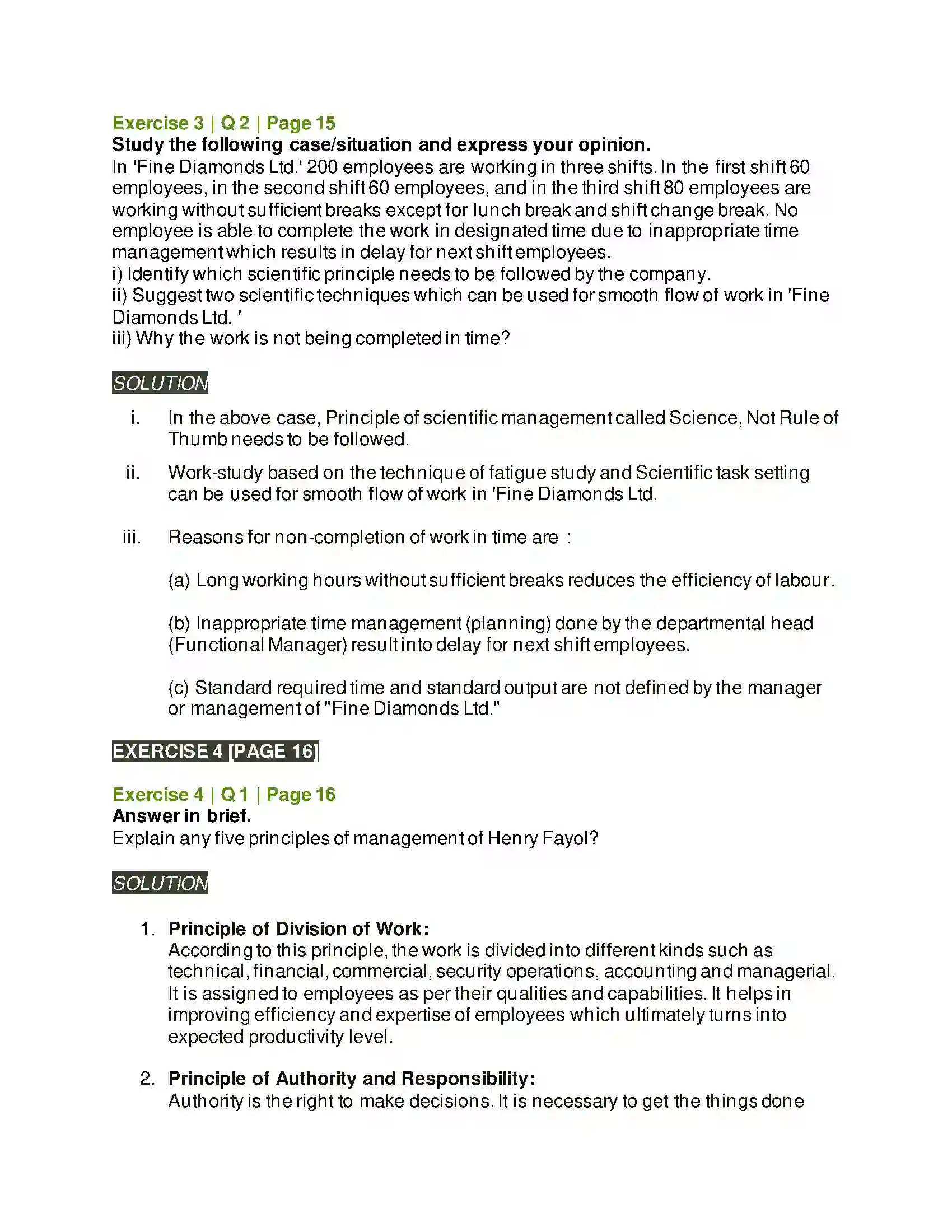 Maharashtra Board Class 12th Organisation of Commerce & Management Principles of Management Solution 9