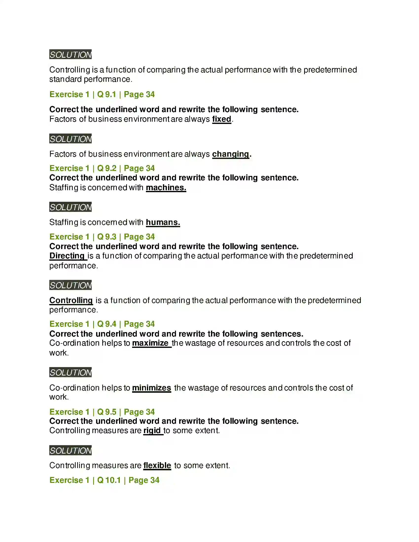 Maharashtra Board Class 12th Organisation of Commerce & Management Functions of Management Solution 10