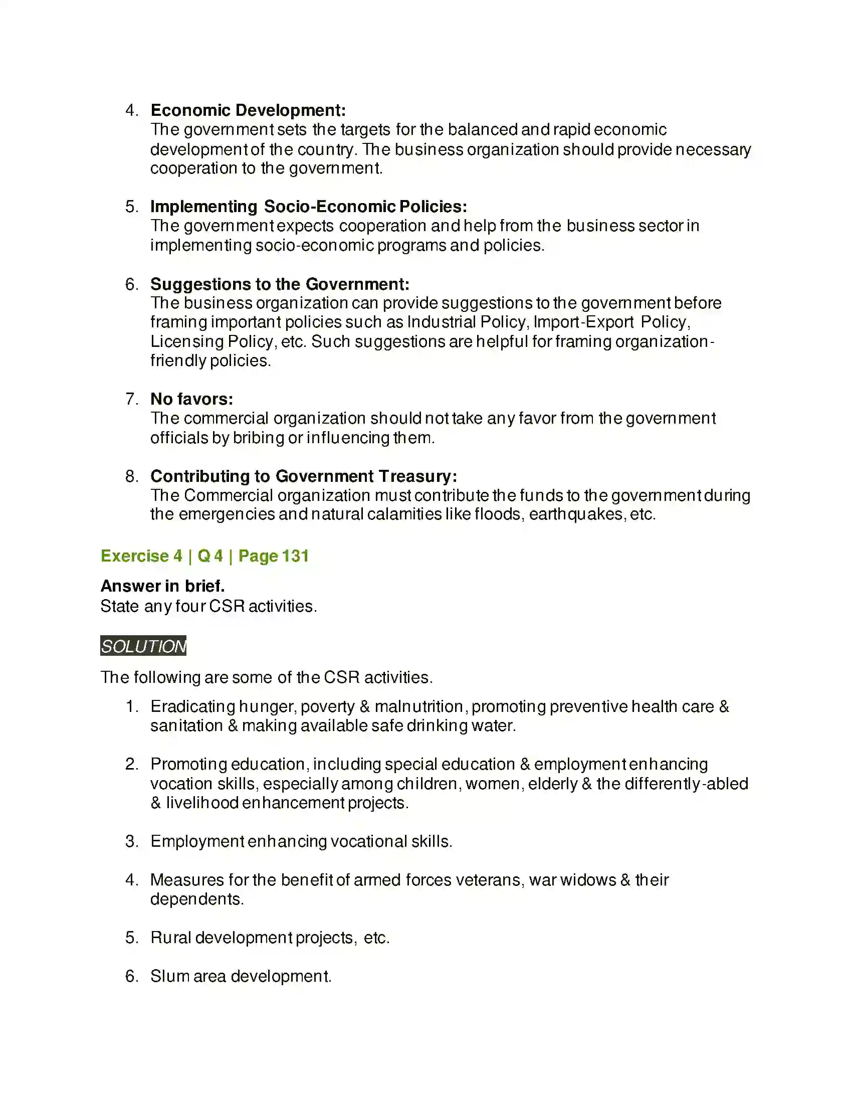 Maharashtra Board Class 12th Organisation of Commerce & Management Social Responsibilities of Business Solution 18