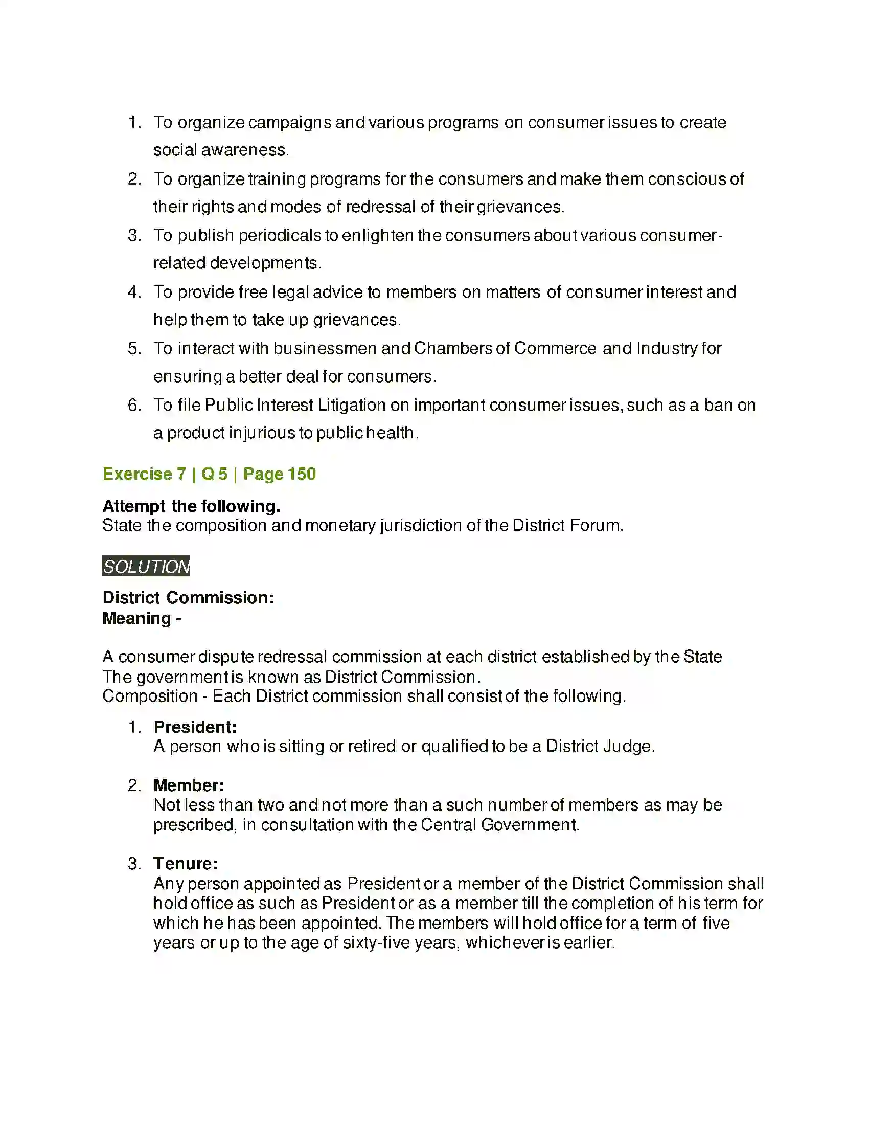 Maharashtra Board Class 12th Organisation of Commerce & Management Consumer Protection Solution 28