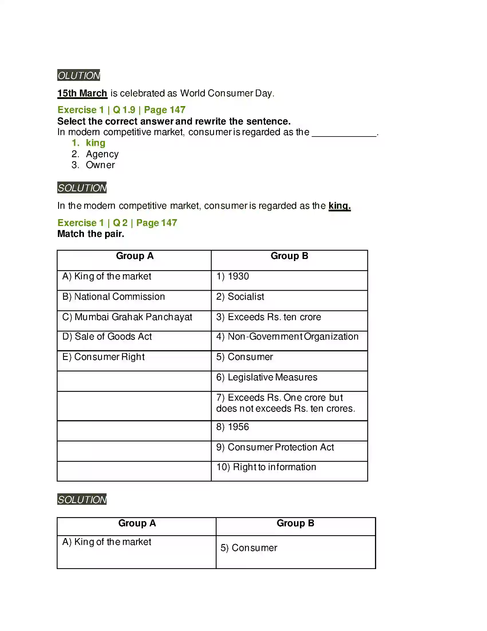 Maharashtra Board Class 12th Organisation of Commerce & Management Consumer Protection Solution 3