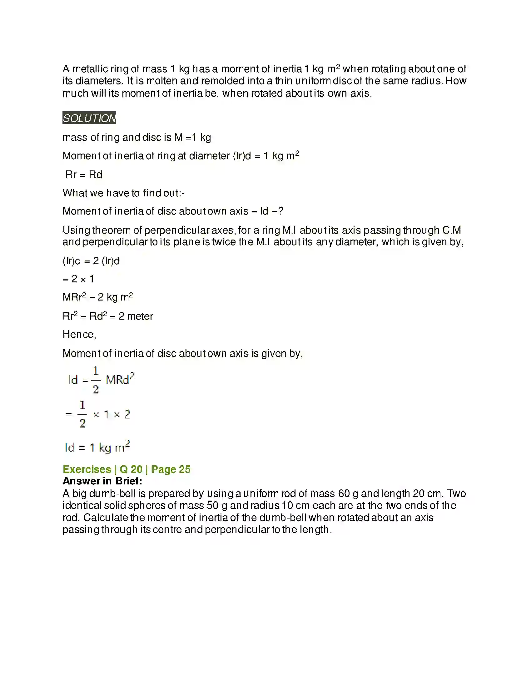 Maharashtra Board Class 12th Physics Rotational Dynamics Solution 29