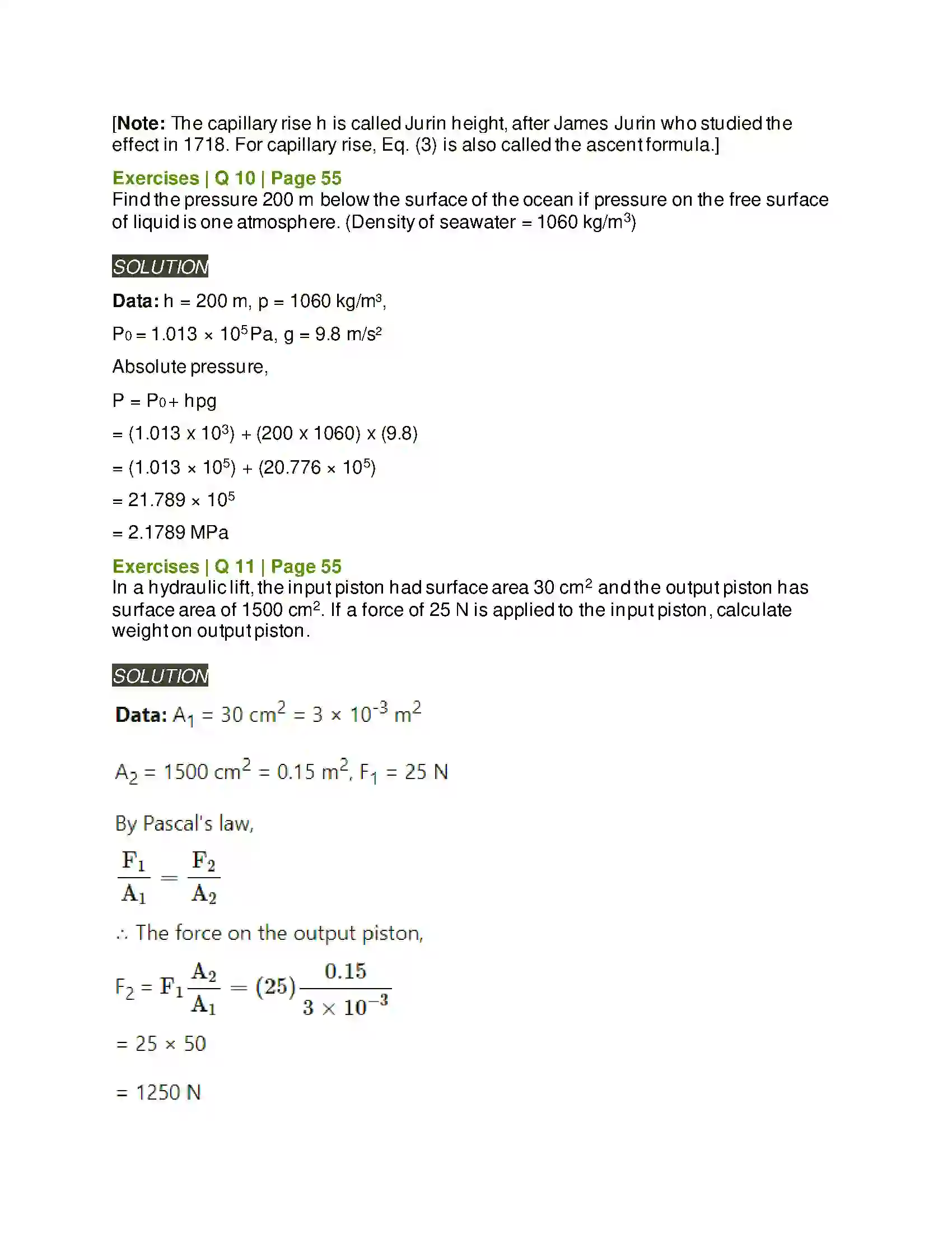 Maharashtra Board Class 12th Physics Mechanical Properties of Fluids Solution 11