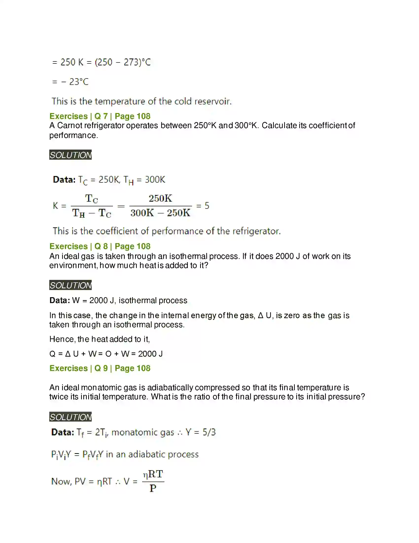 Maharashtra Board Class 12th Physics Thermodynamics Solution 9