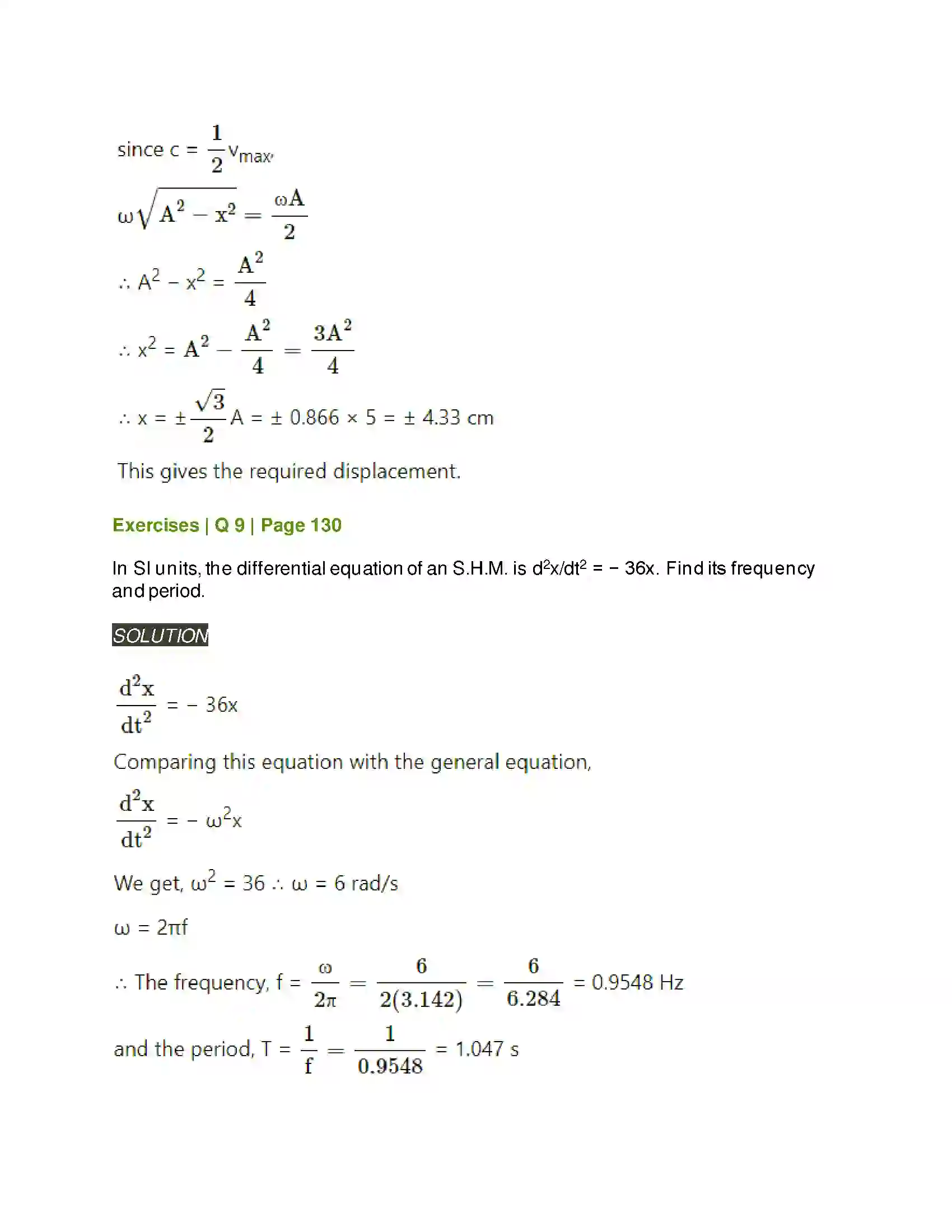 Maharashtra Board Class 12th Physics Oscillations Solution 16