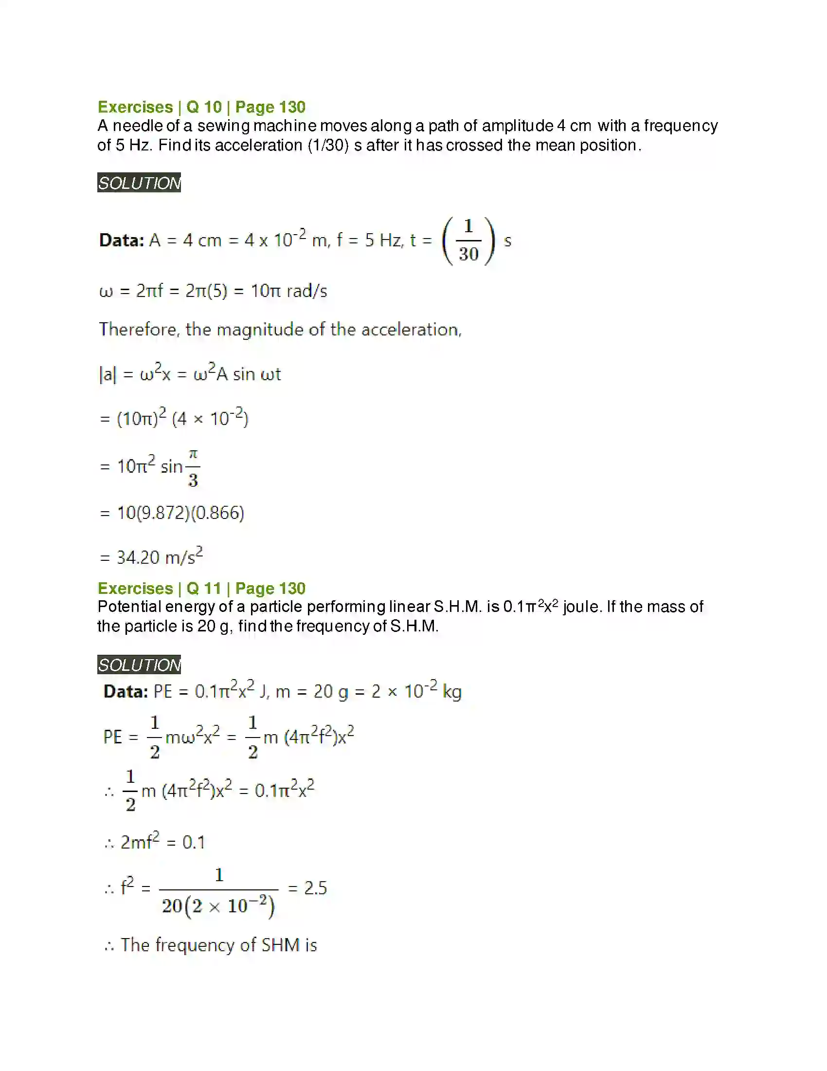 Maharashtra Board Class 12th Physics Oscillations Solution 17