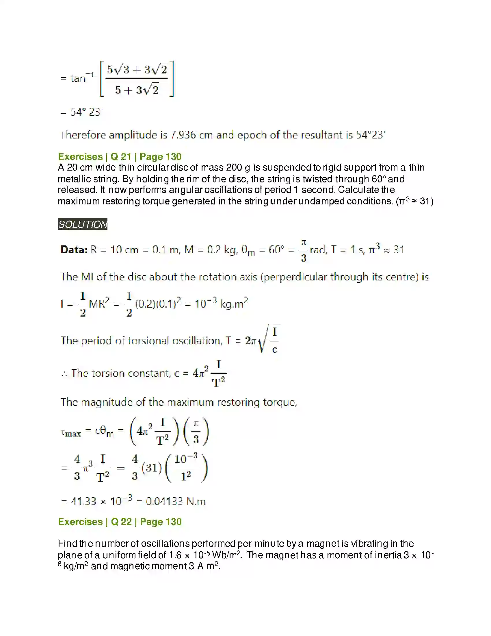 Maharashtra Board Class 12th Physics Oscillations Solution 25