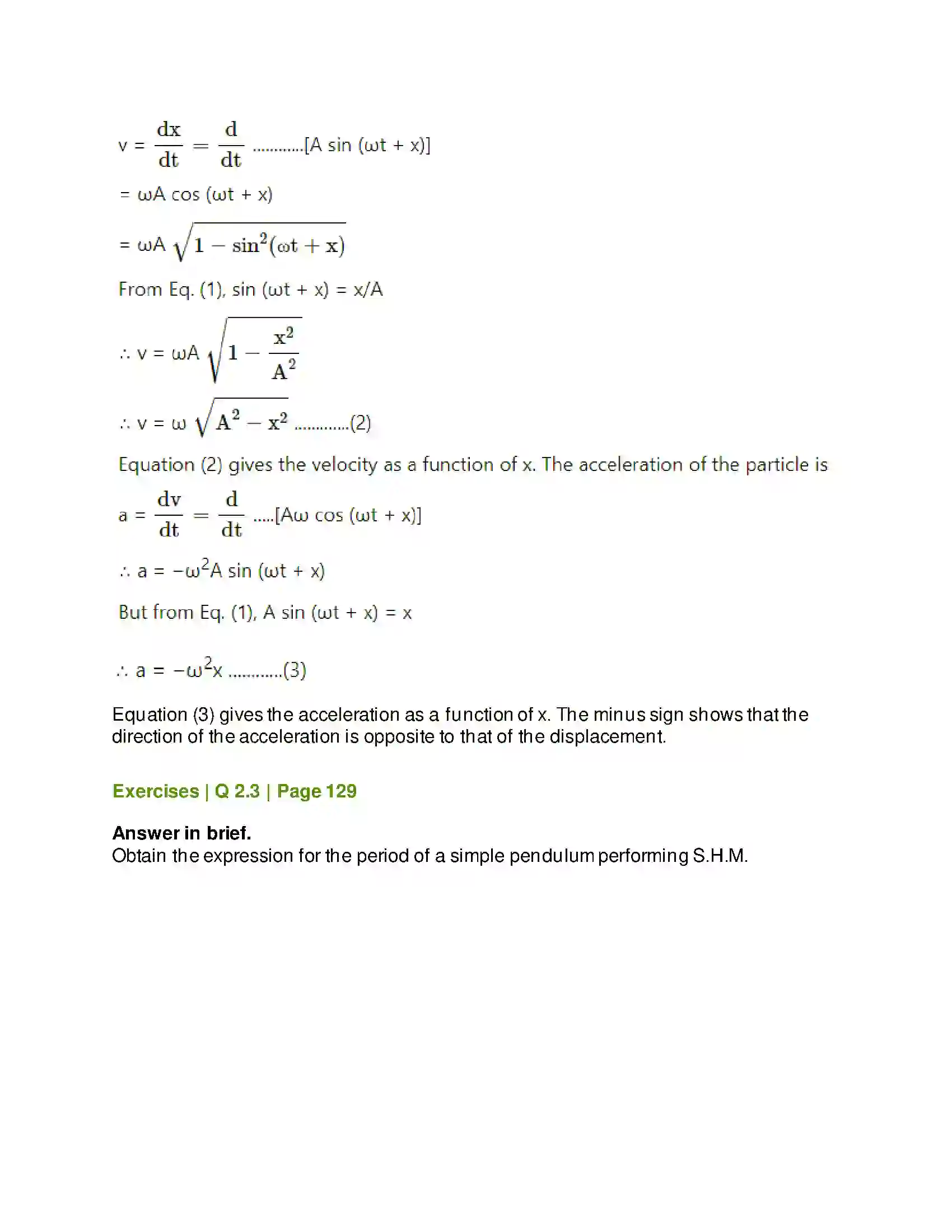 Maharashtra Board Class 12th Physics Oscillations Solution 4