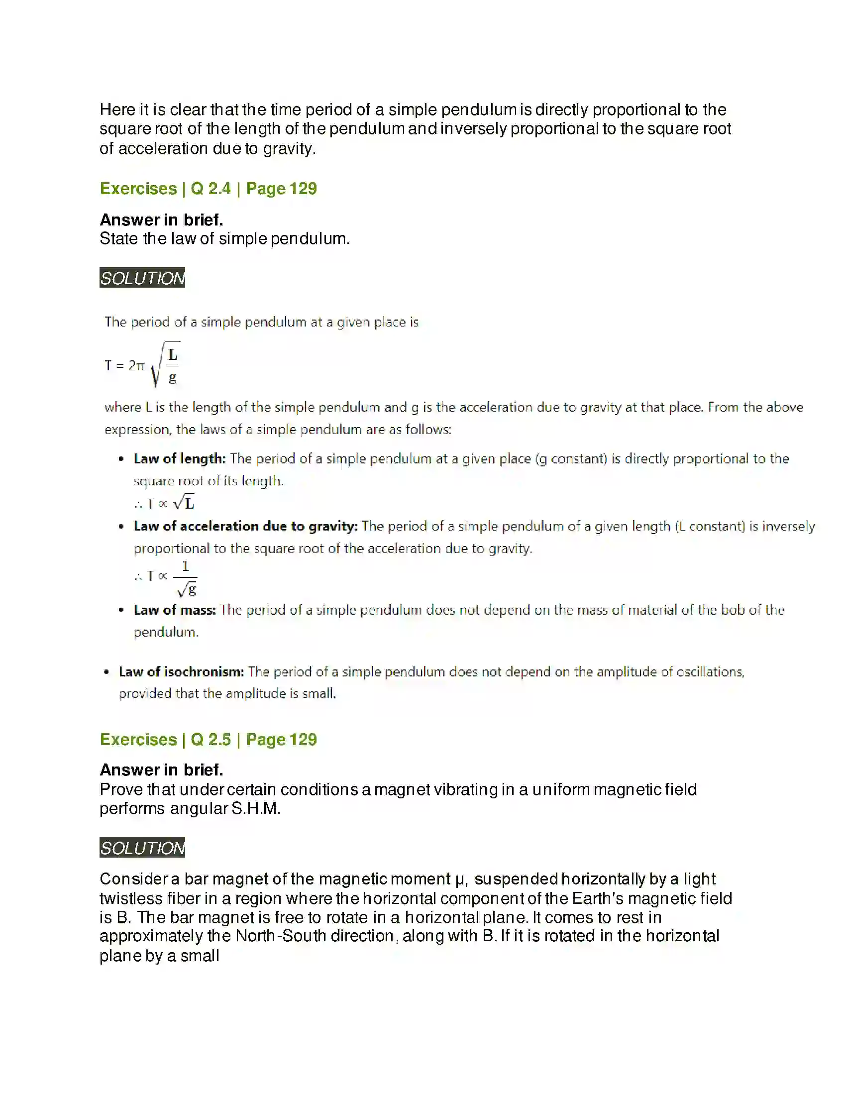 Maharashtra Board Class 12th Physics Oscillations Solution 6