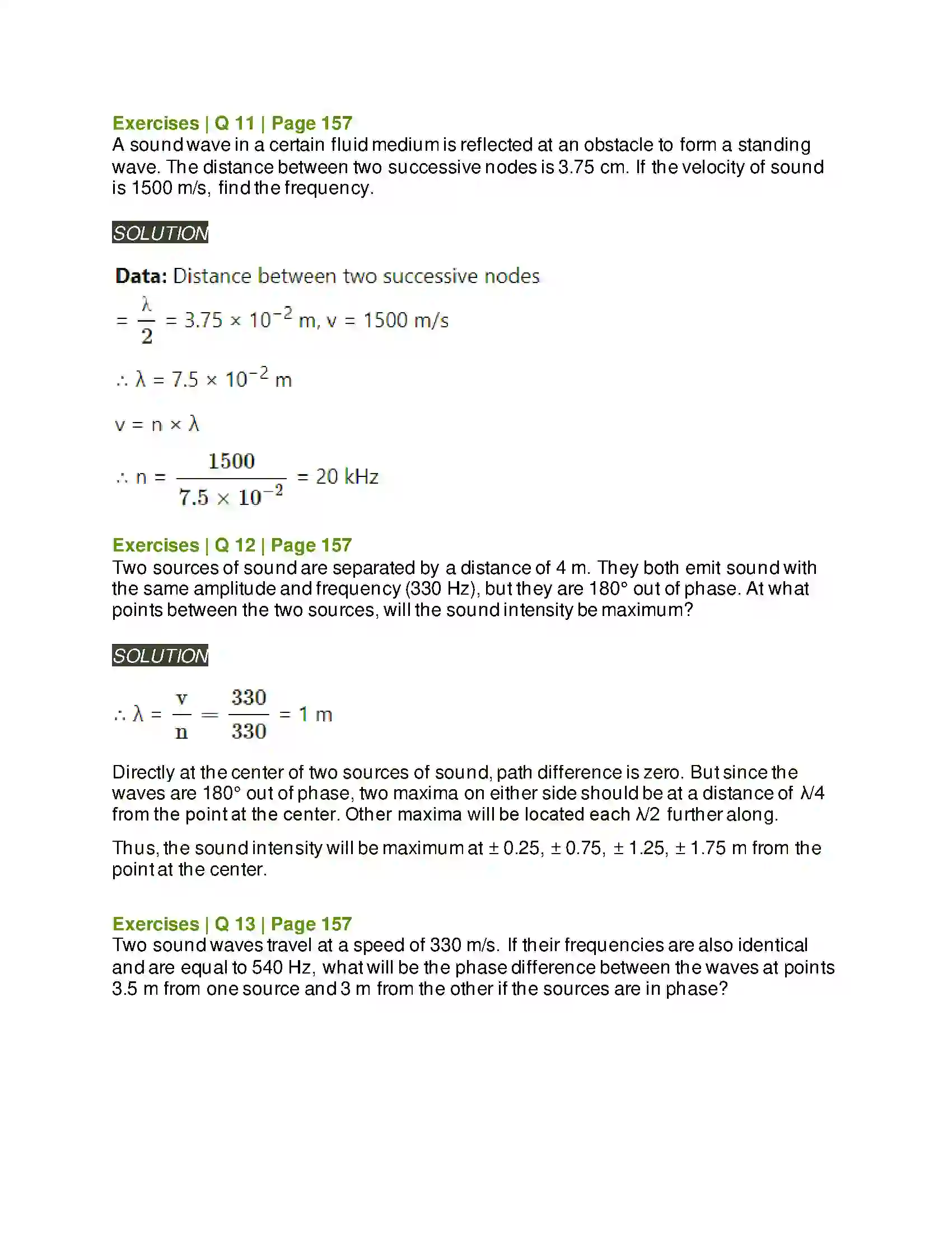Maharashtra Board Class 12th Physics Superposition of Waves Solution 13