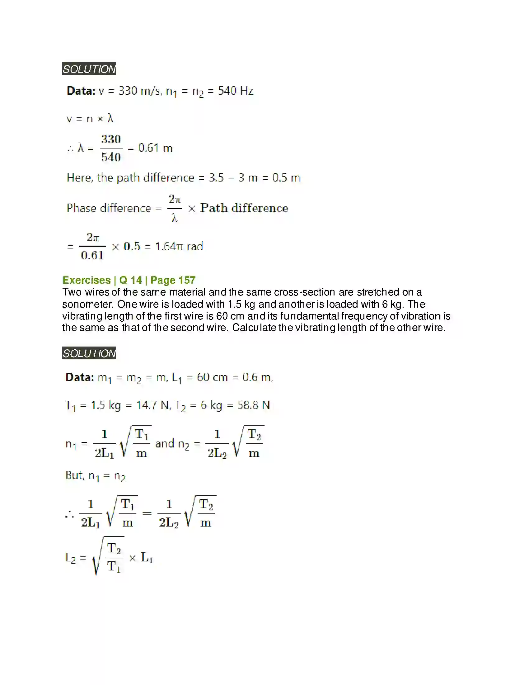 Maharashtra Board Class 12th Physics Superposition of Waves Solution 14